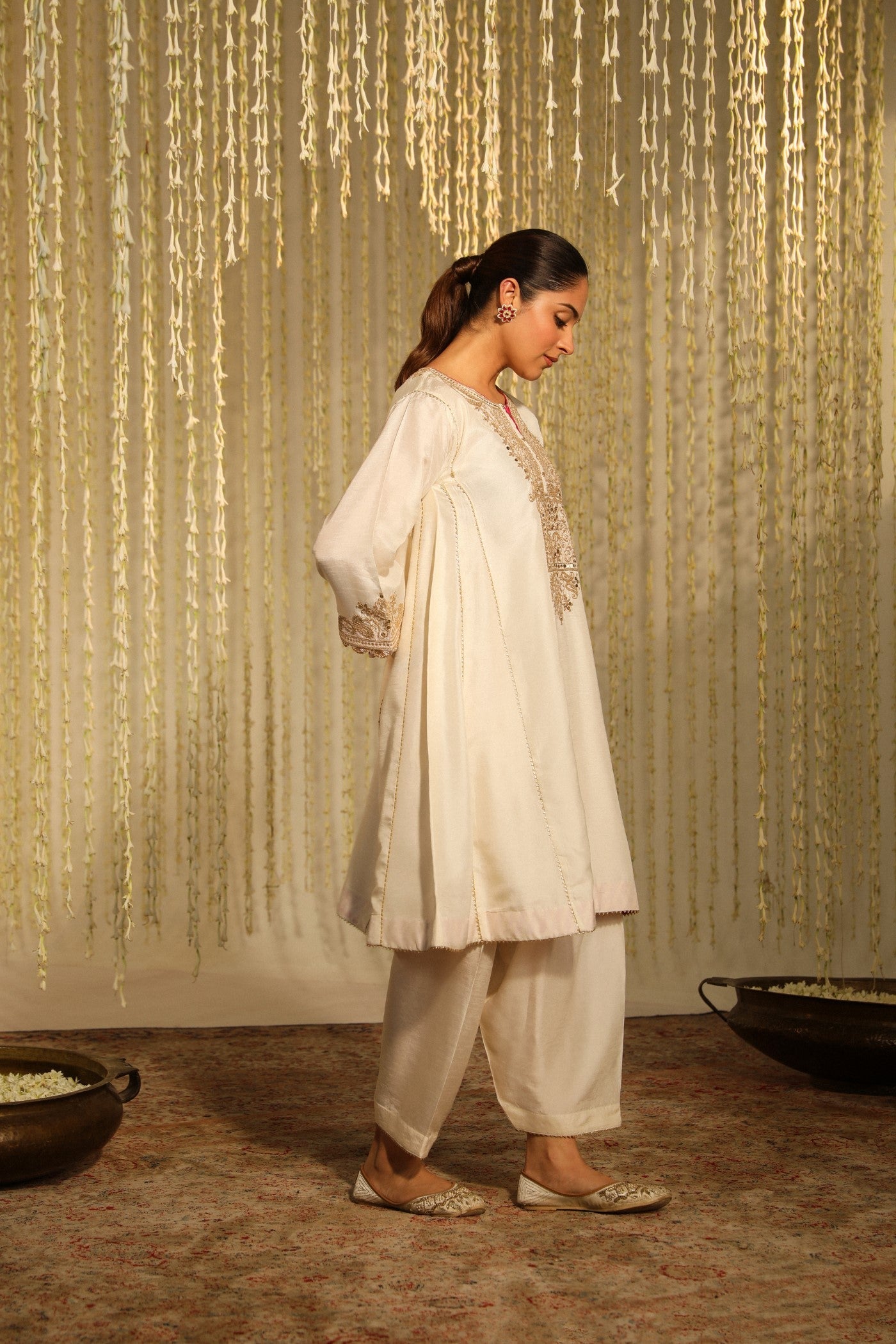 Meher - Daisy Ivory Short Choga With Salwar