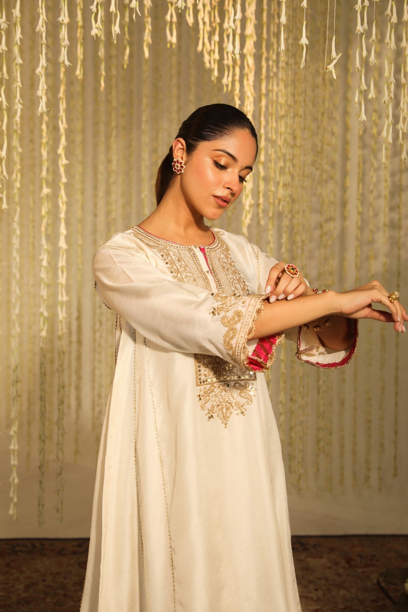 Meher - Daisy Ivory Short Choga With Salwar