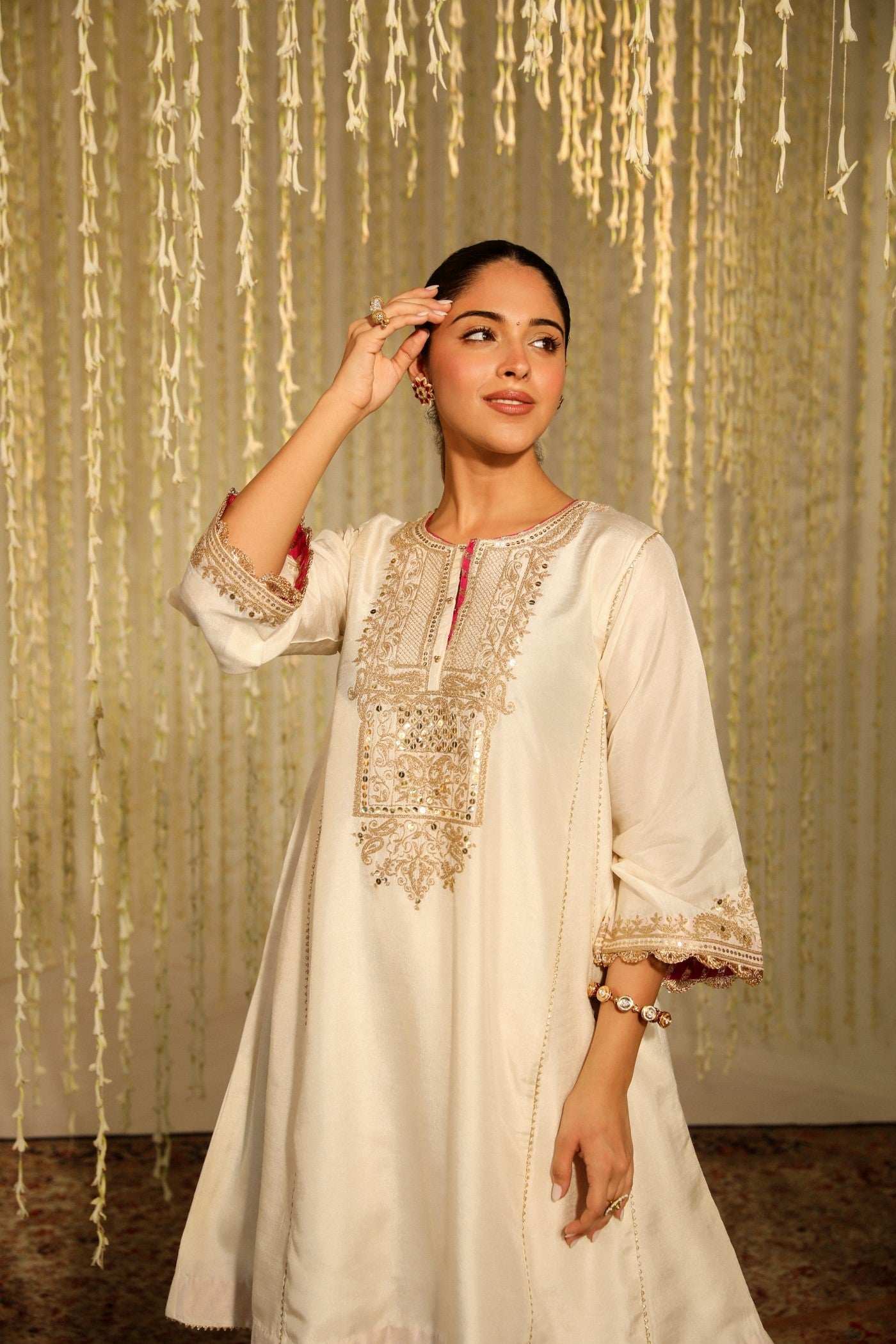 Meher - Daisy Ivory Short Choga With Salwar