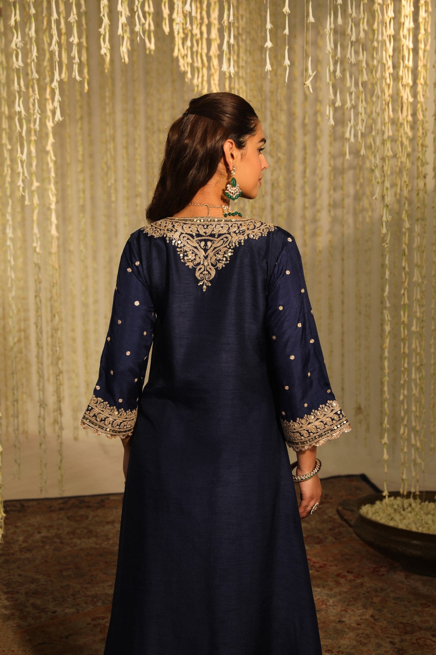 Mysha - Deep Blue Long Choga With Salwar