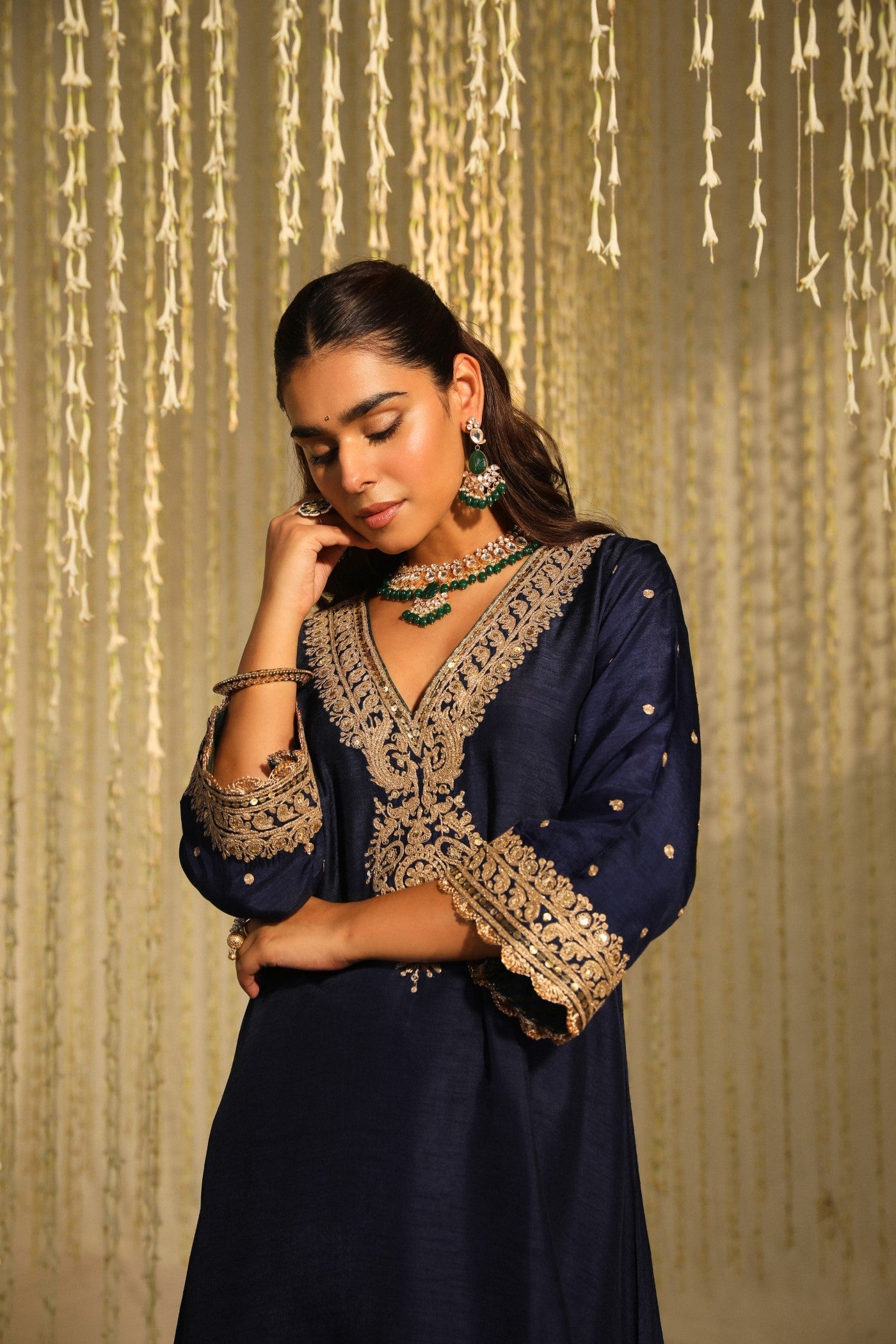 Mysha - Deep Blue Long Choga With Salwar