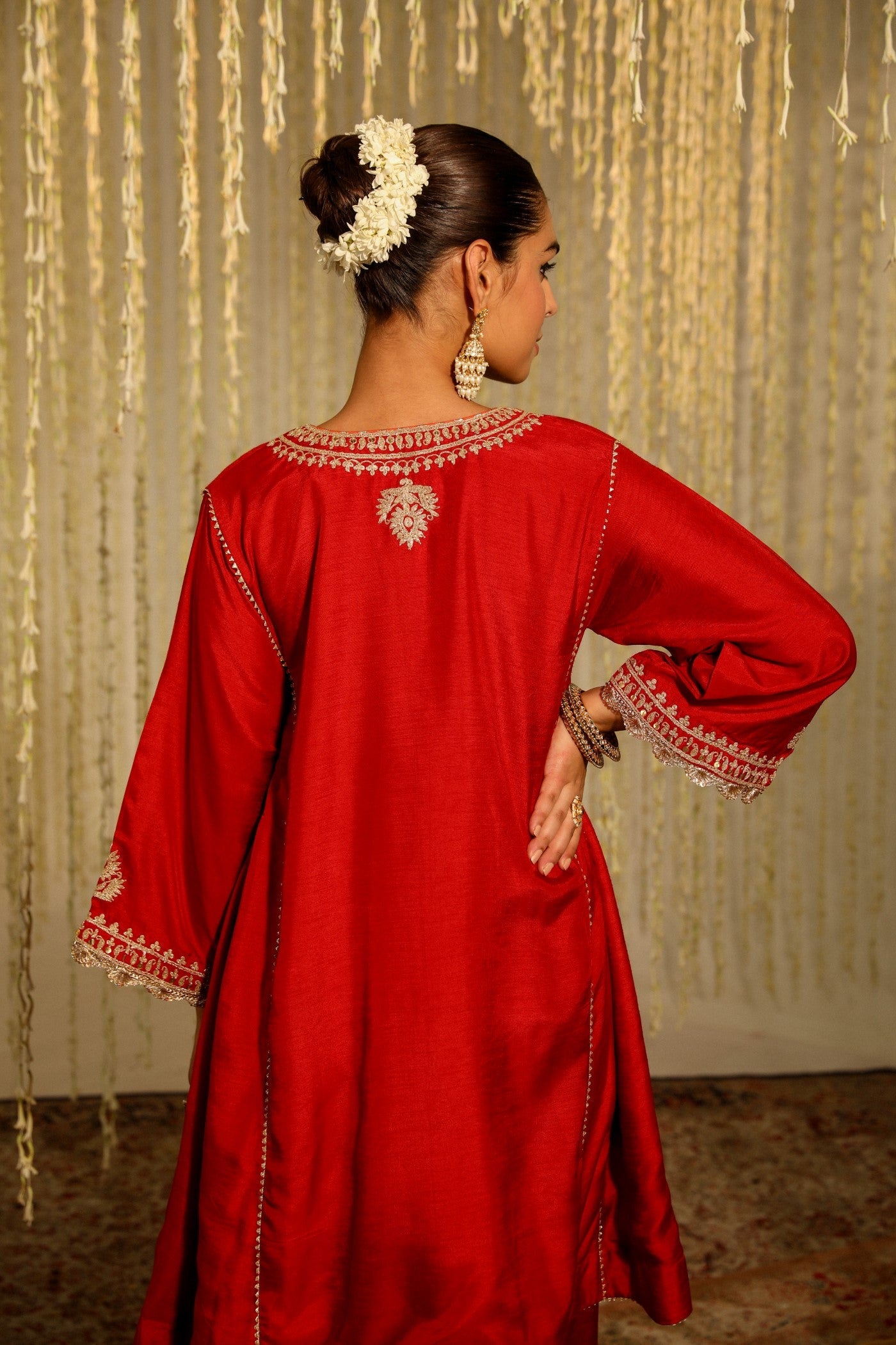 Mehreen - Deep Red Short Choga With Salwar