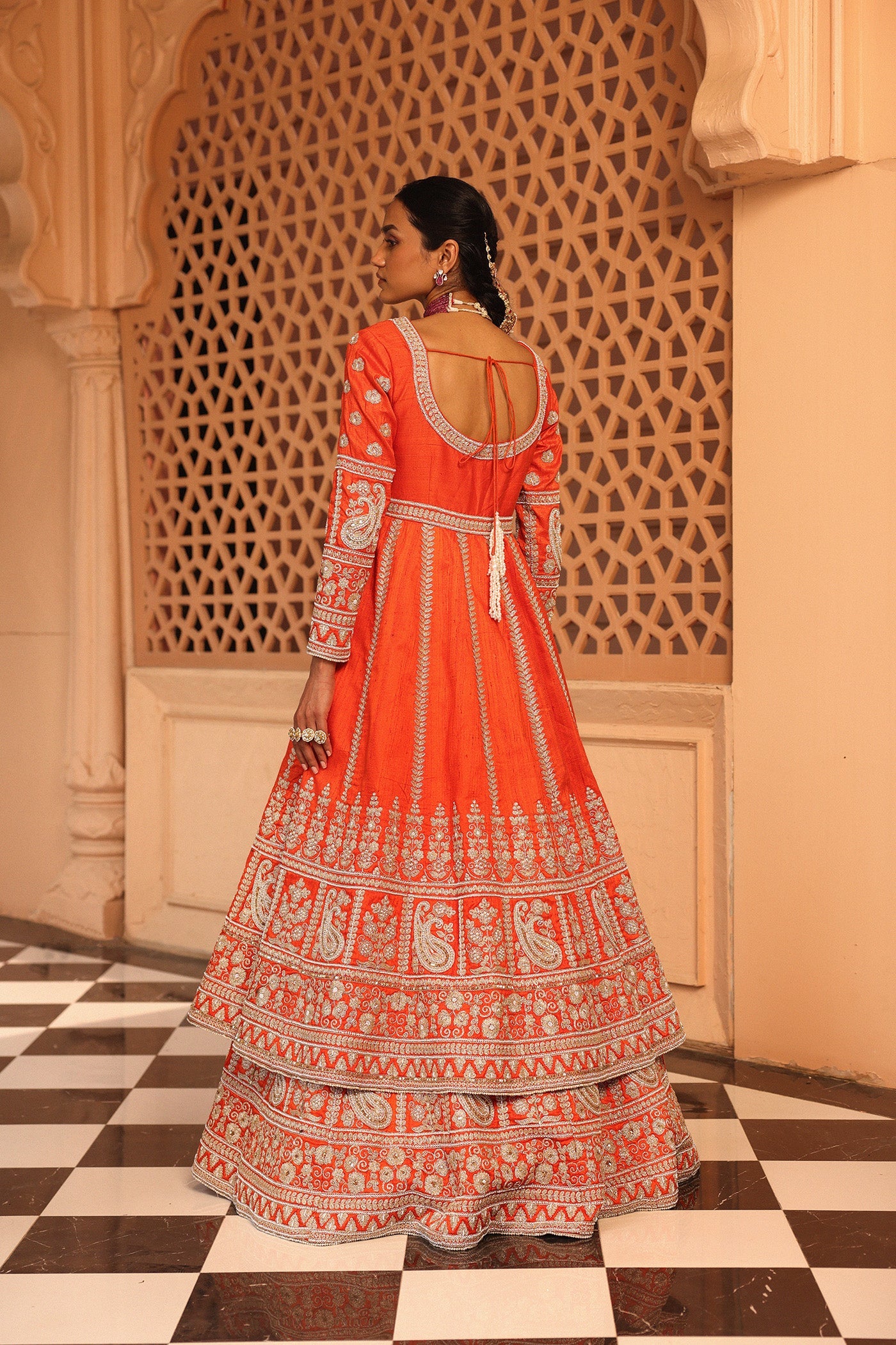 Mariyah - Orange Anarkali With Lehenga And Dupatta