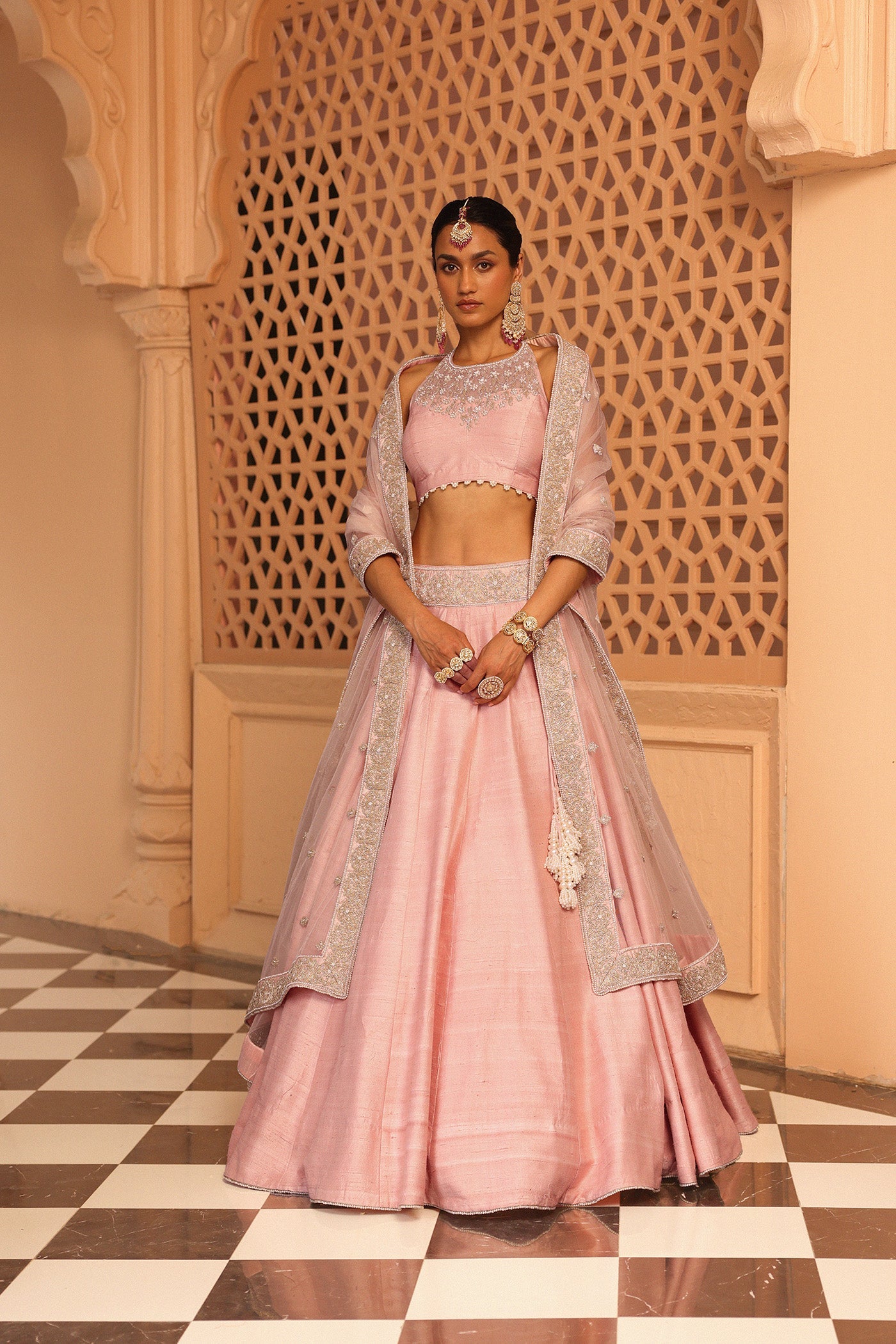 Humeyra - Rosepink Lehenga With Blouse And Dupatta