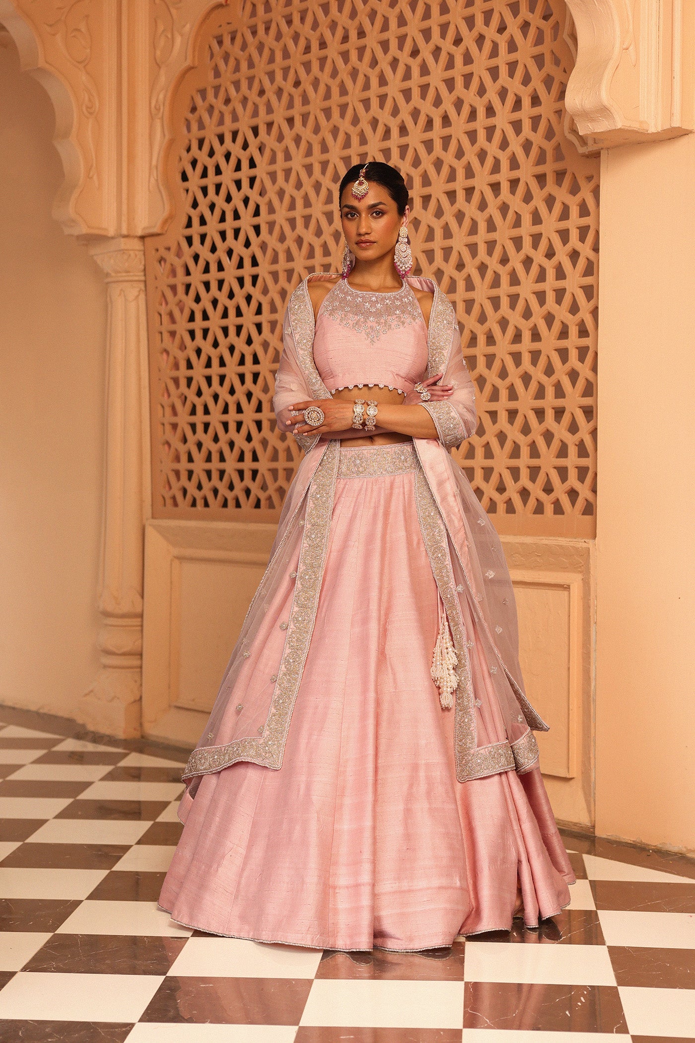 Humeyra - Rosepink Lehenga With Blouse And Dupatta