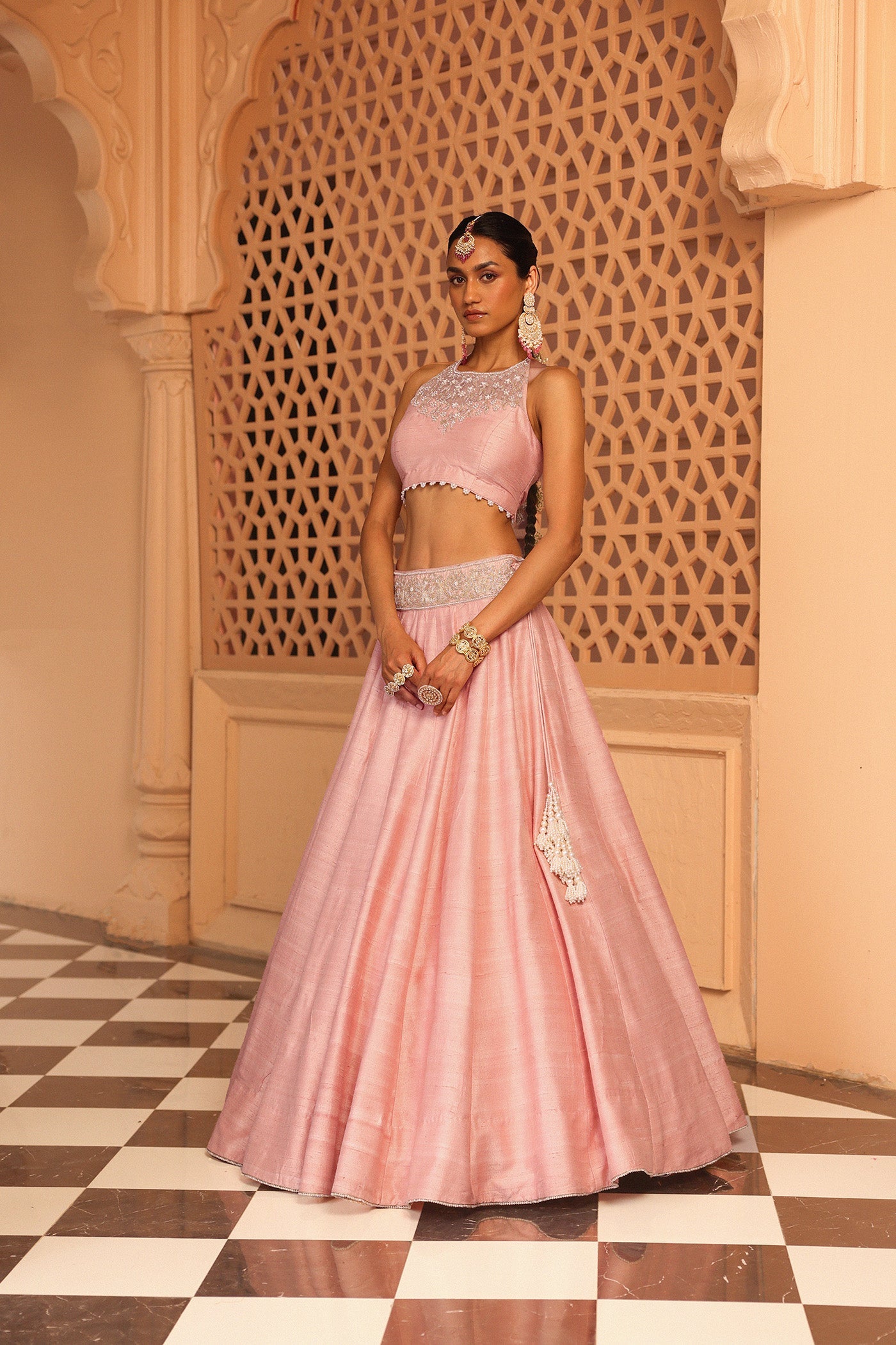 Humeyra - Rosepink Lehenga With Blouse And Dupatta