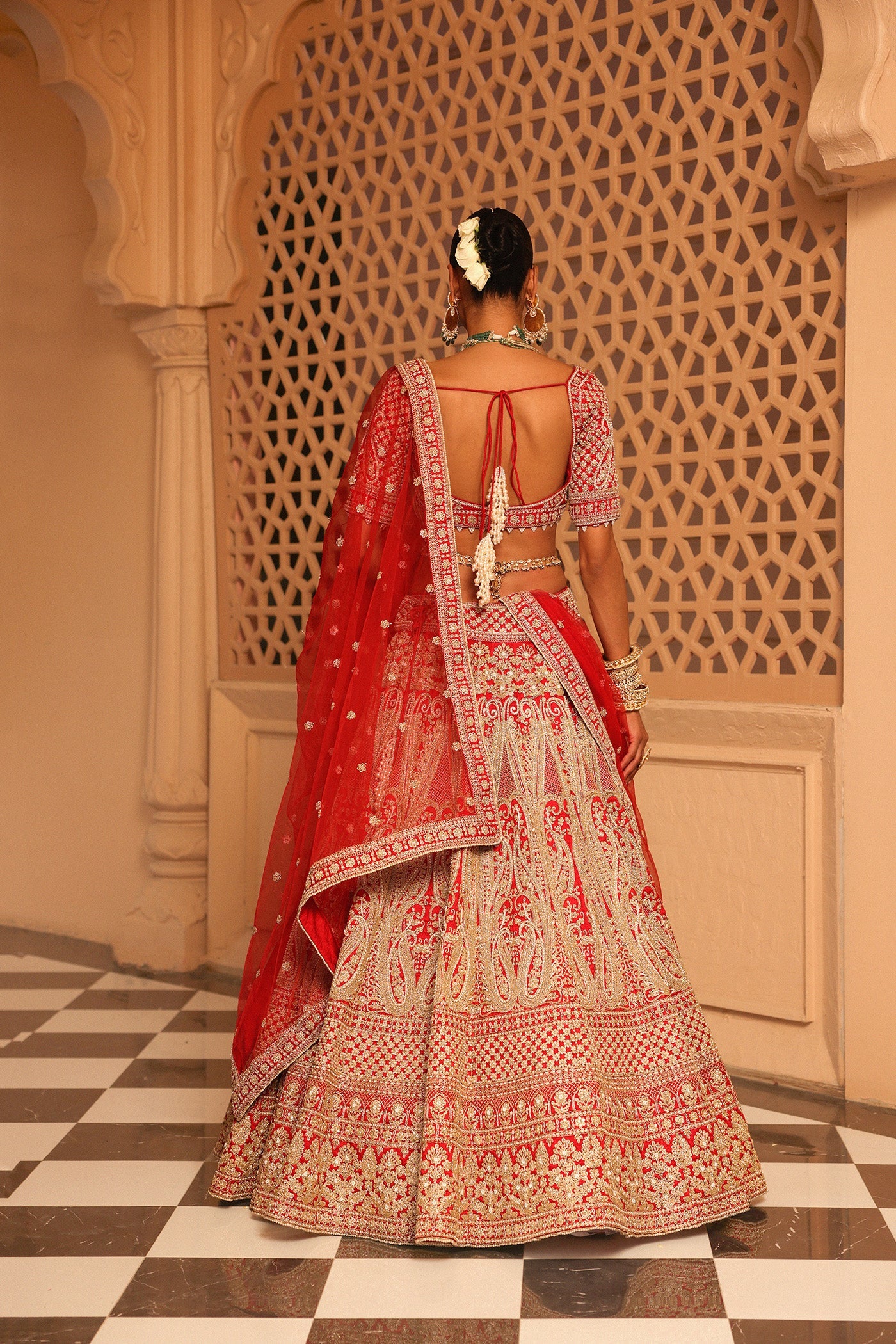 Naazreen - Red Lehenga With Blouse And Dupatta