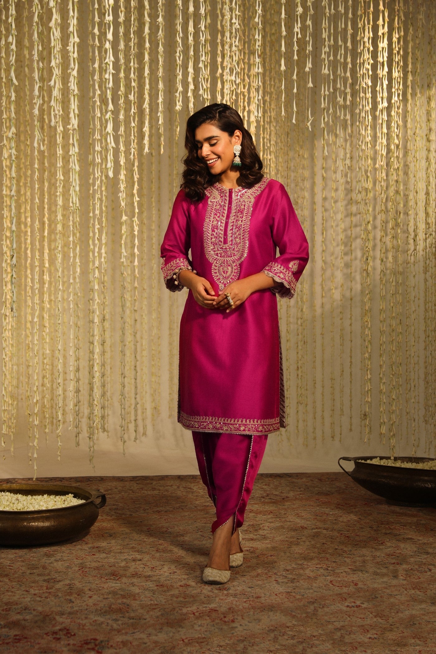Enisa - Hot Pink Kurta With Dhoti