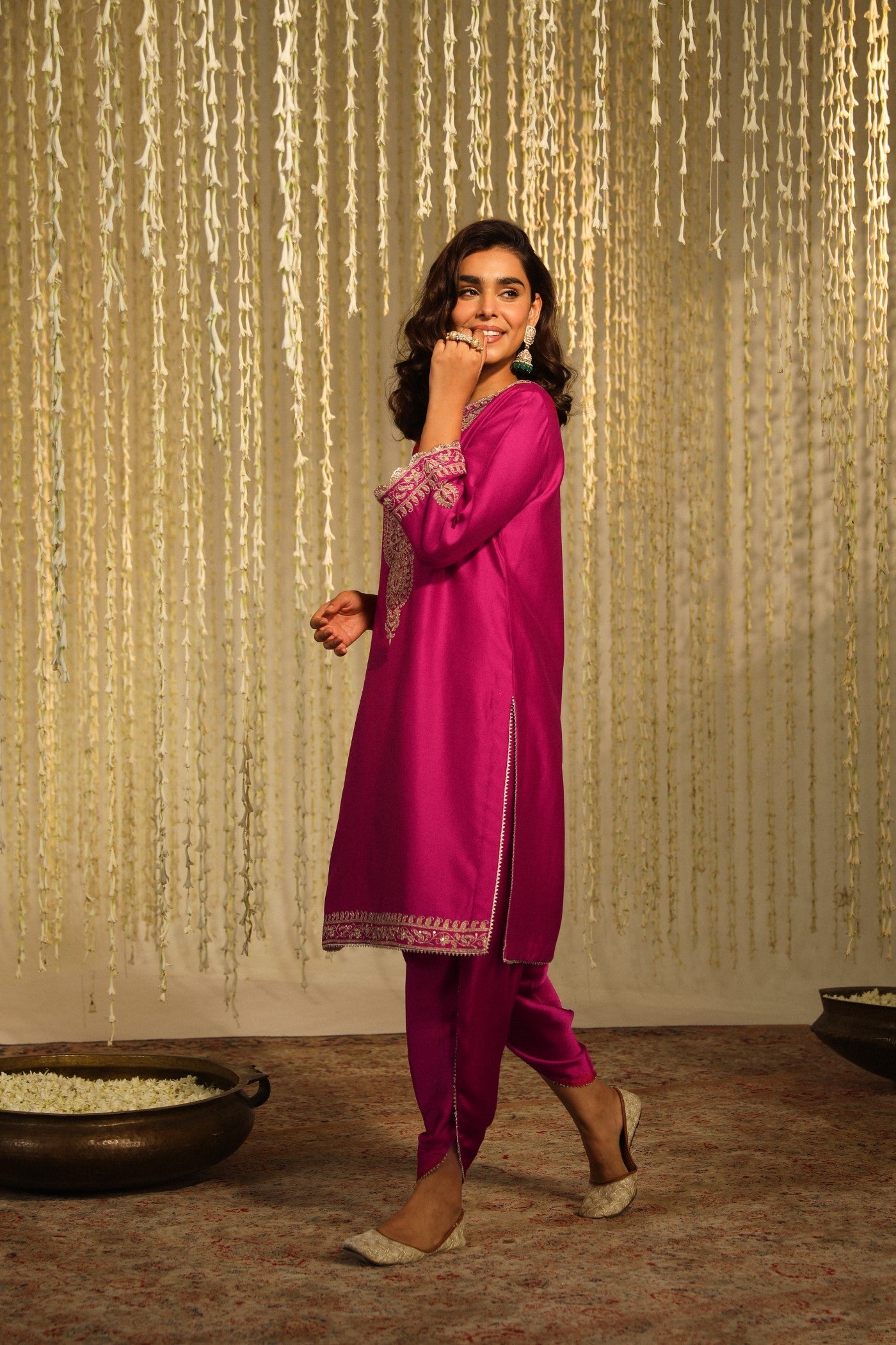 Enisa - Hot Pink Kurta With Dhoti