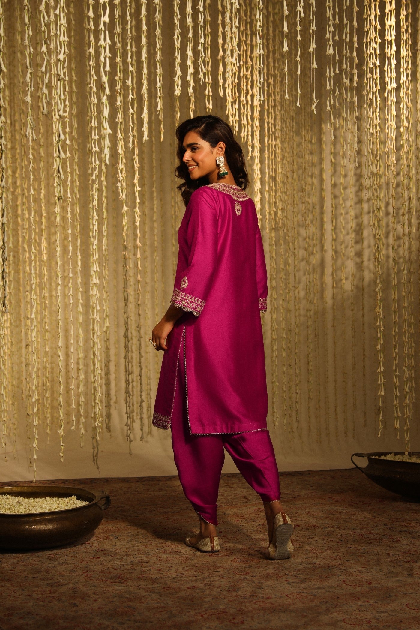 Enisa - Hot Pink Kurta With Dhoti