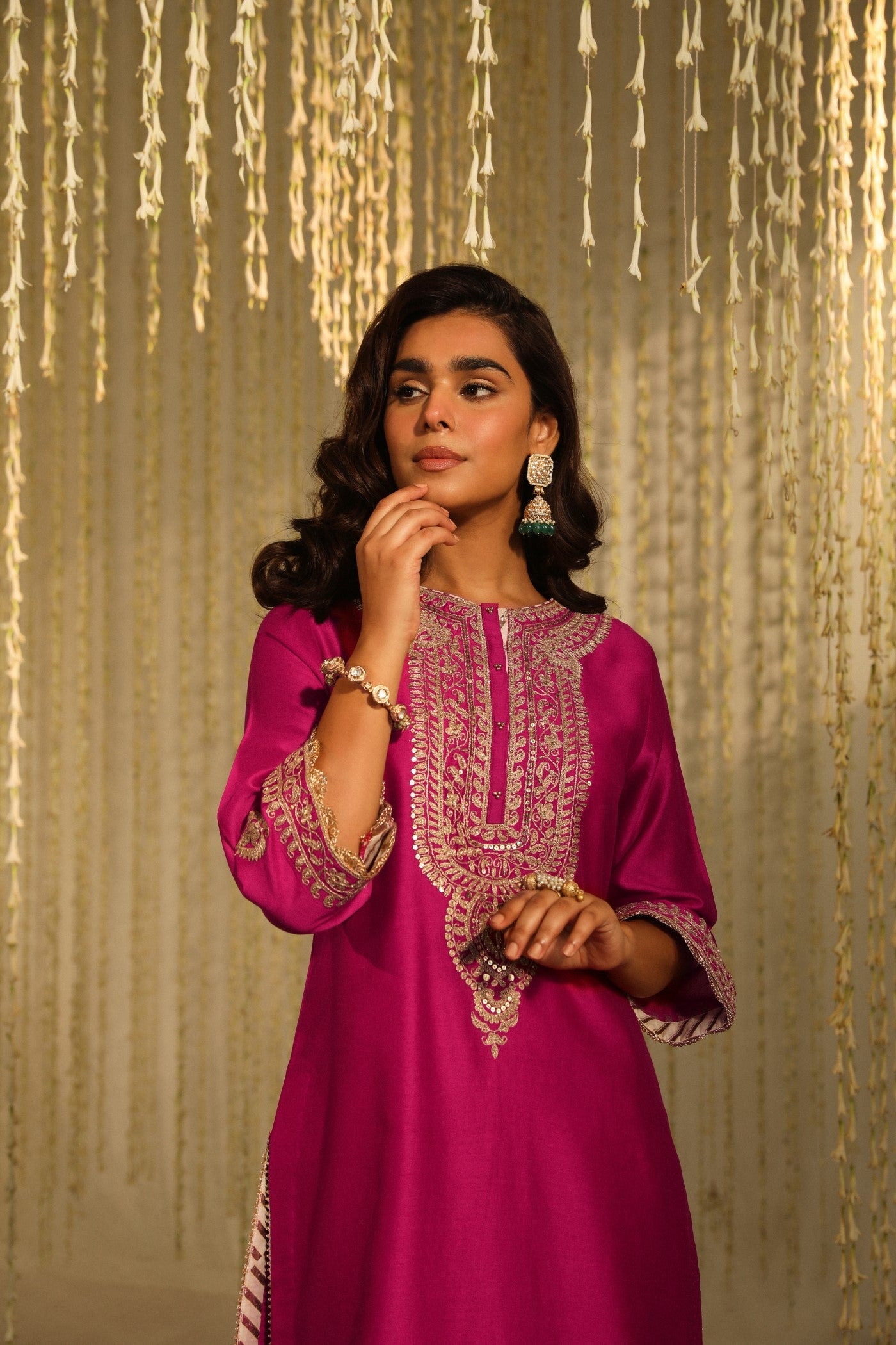 Enisa - Hot Pink Kurta With Dhoti