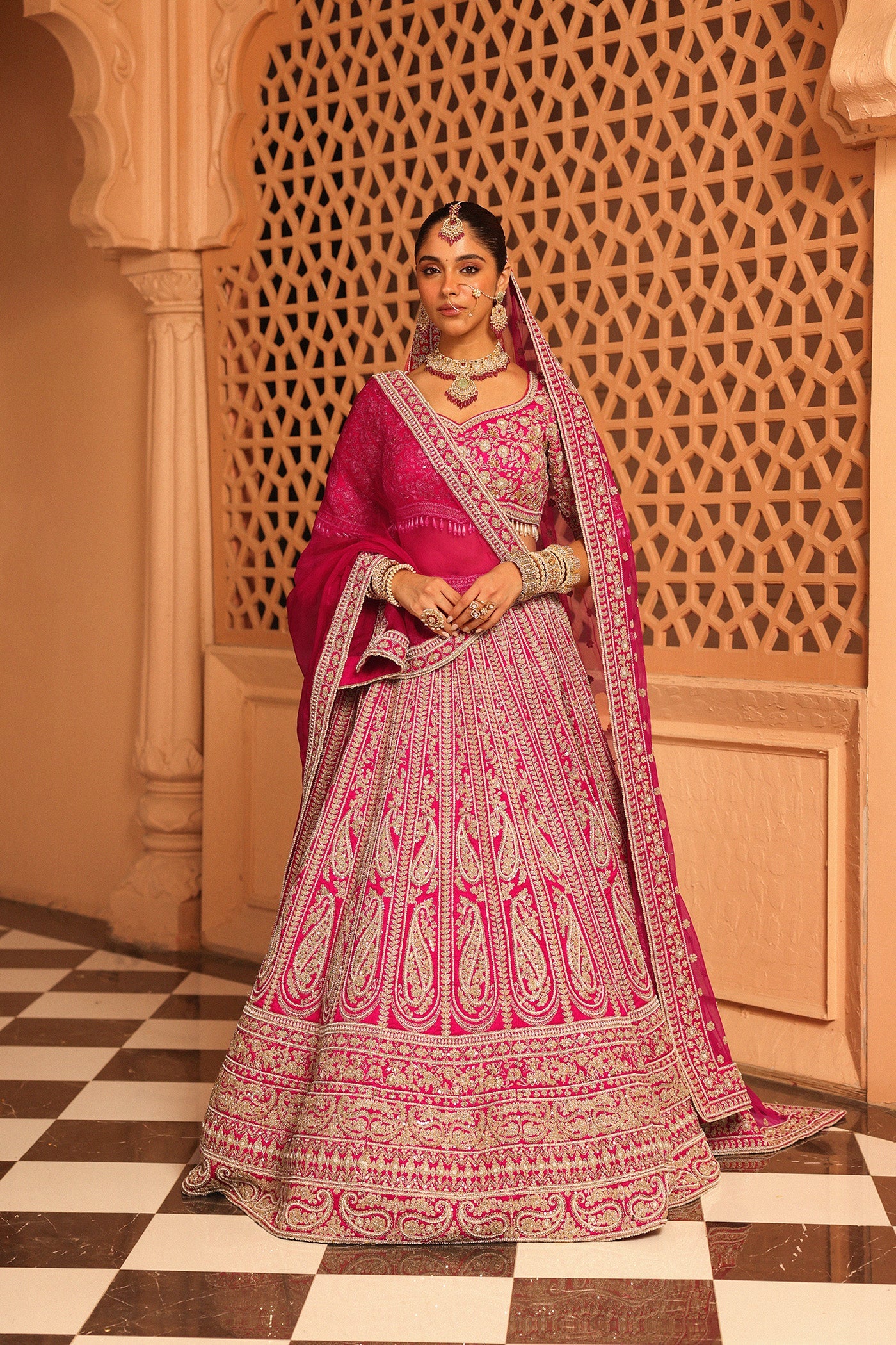 Inaya - Hotpink Lehenga With Blouse And Dupatta
