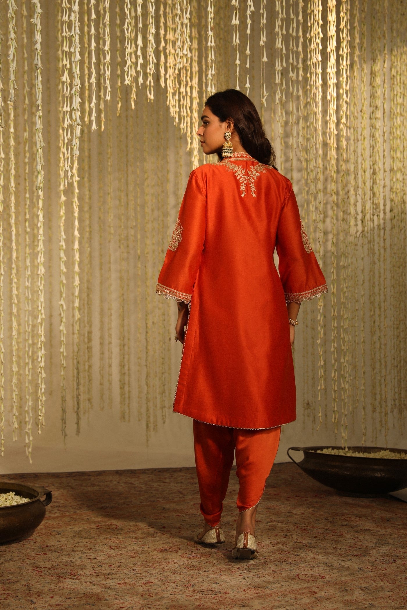 Gulbano - Burnt Orange Short Kurta With Dhoti