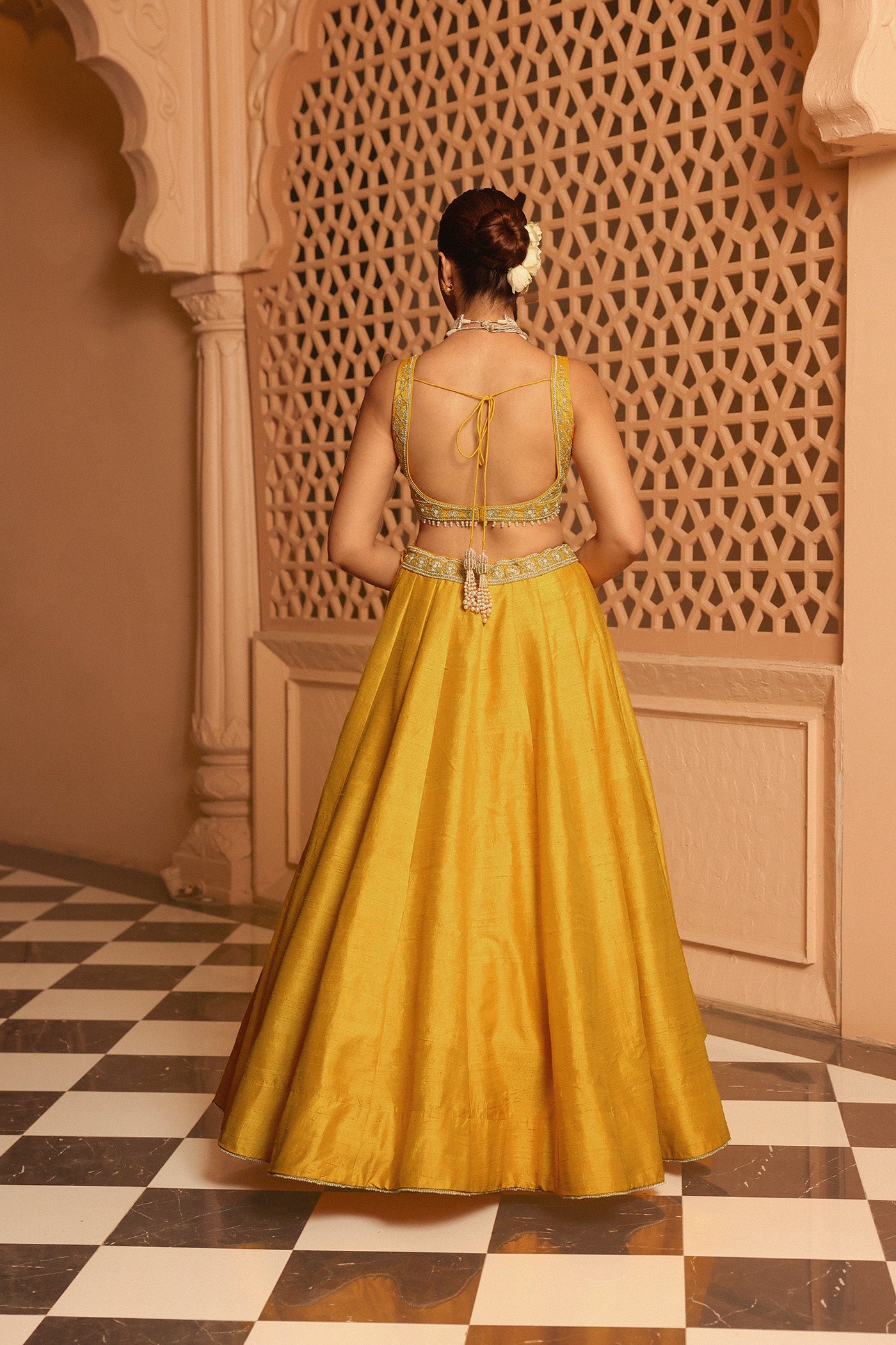 Mazhum - Mustard Lehenga With Blouse And Dupatta