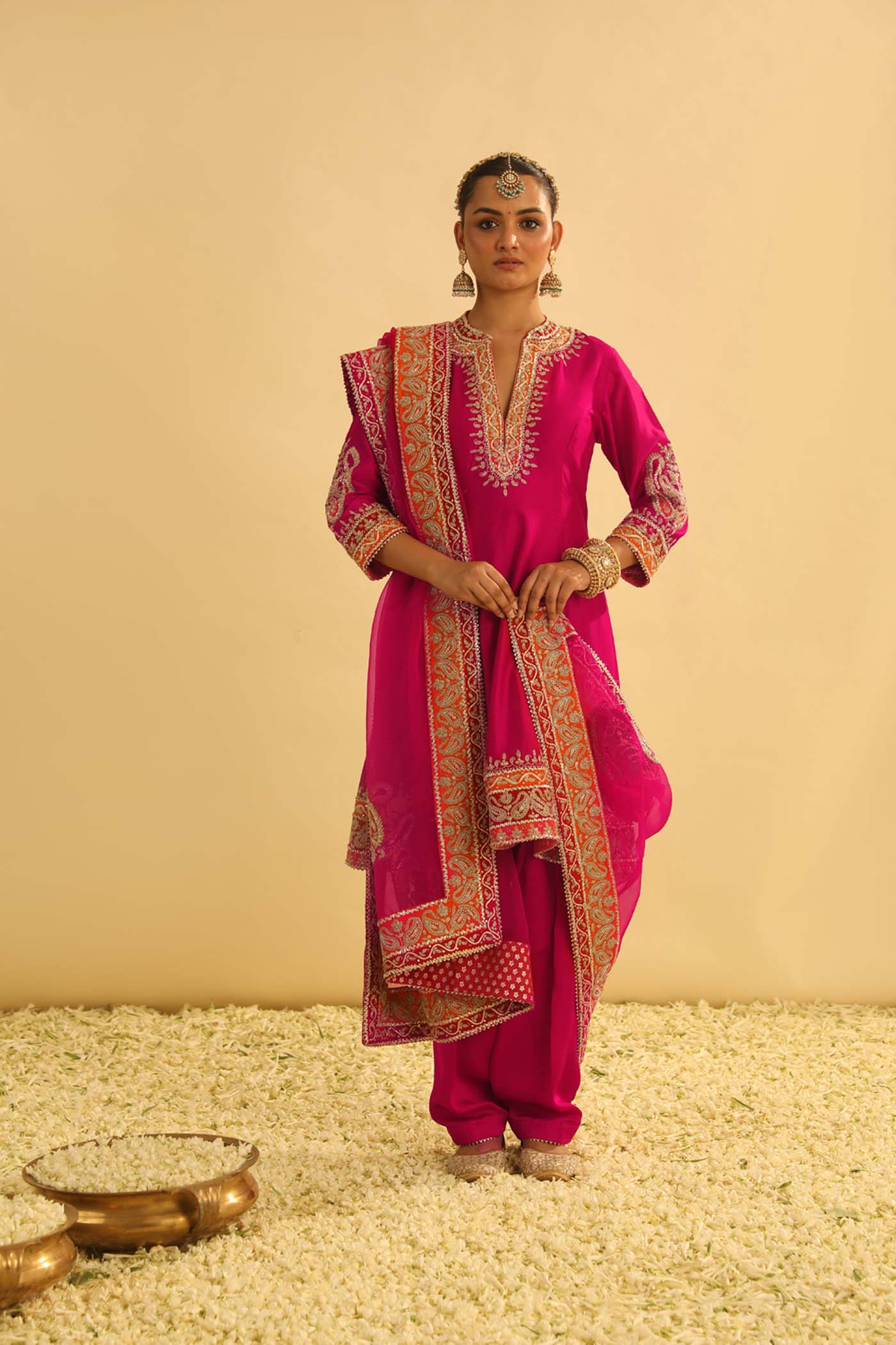 Rayana - Hotpink A-Line Kurta With Salwar & Dupatta