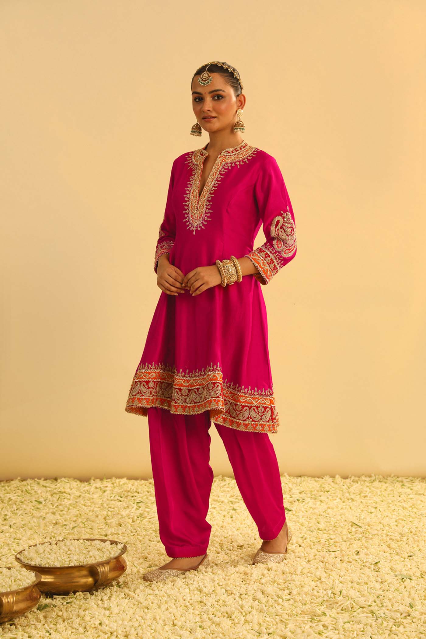 Rayana - Hotpink A-Line Kurta With Salwar & Dupatta