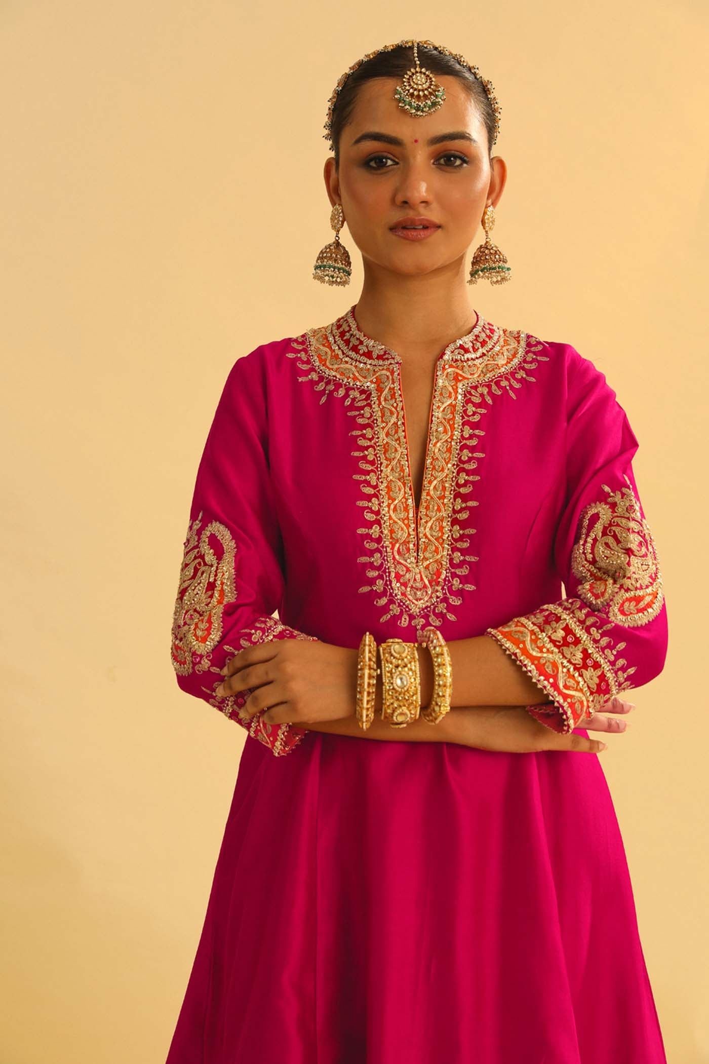 Rayana - Hotpink A-Line Kurta With Salwar & Dupatta