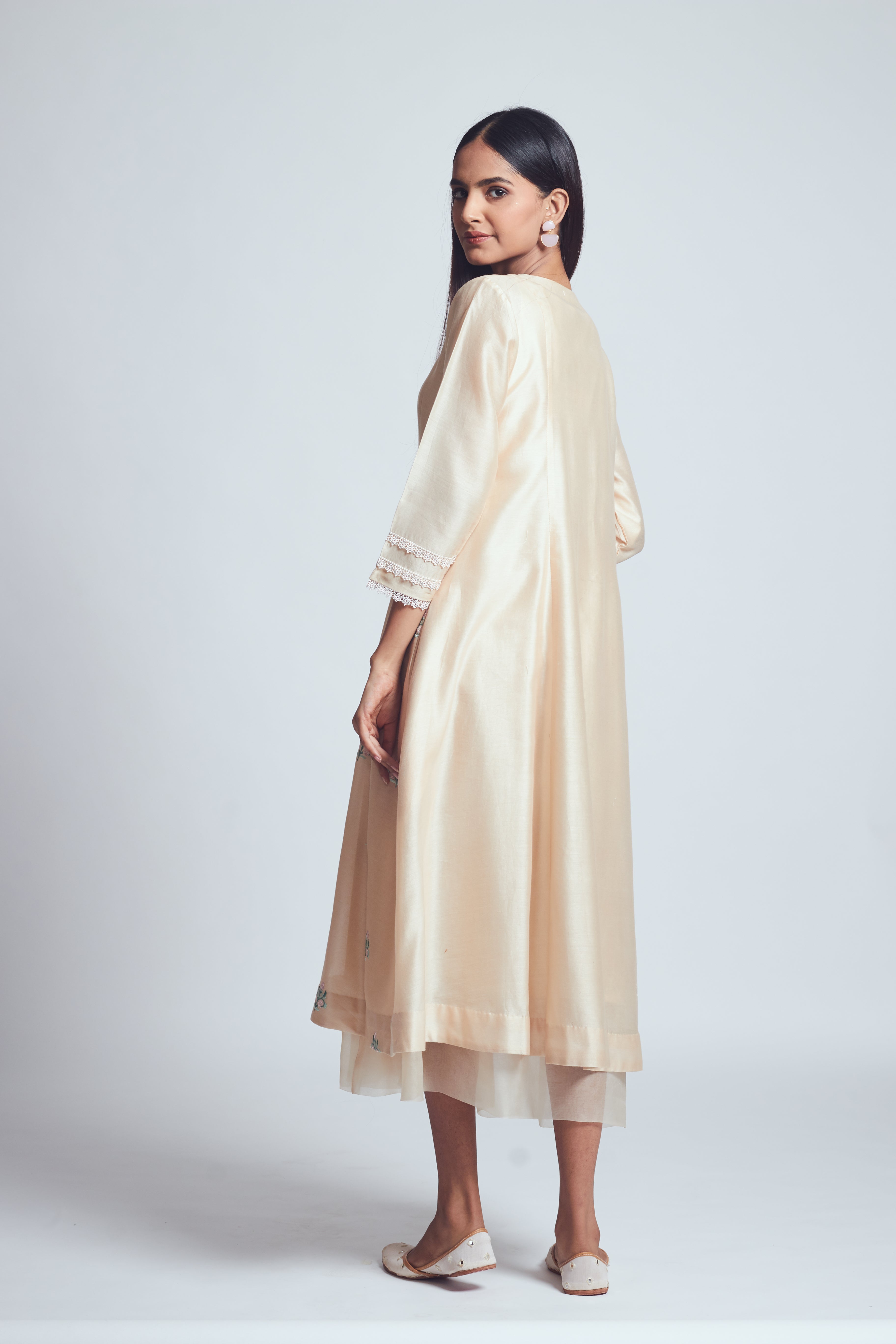 Amna- Daisy Ivory Twin Layer Summer Dress