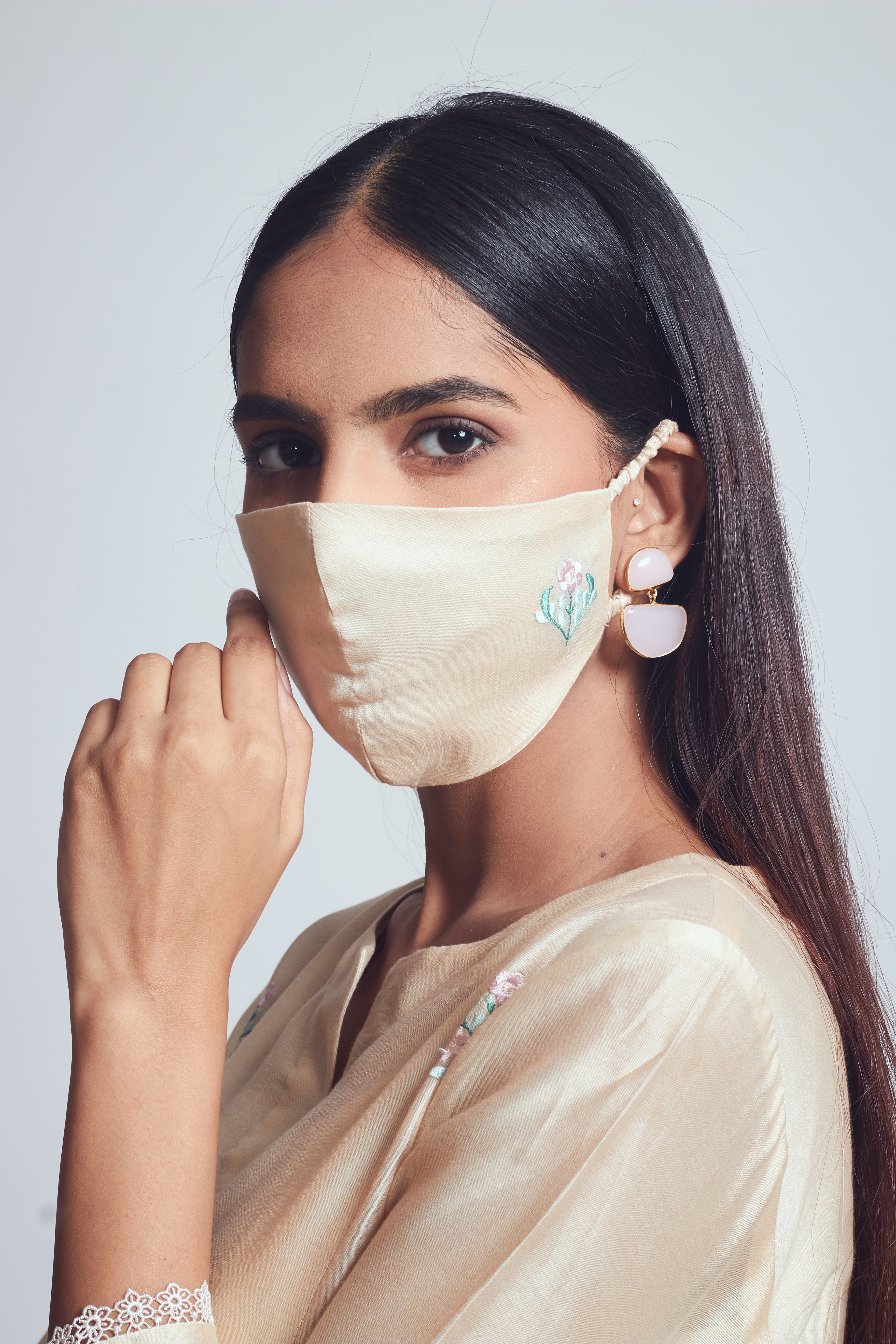 Amna- Daisy Ivory Twin Layer Summer Dress