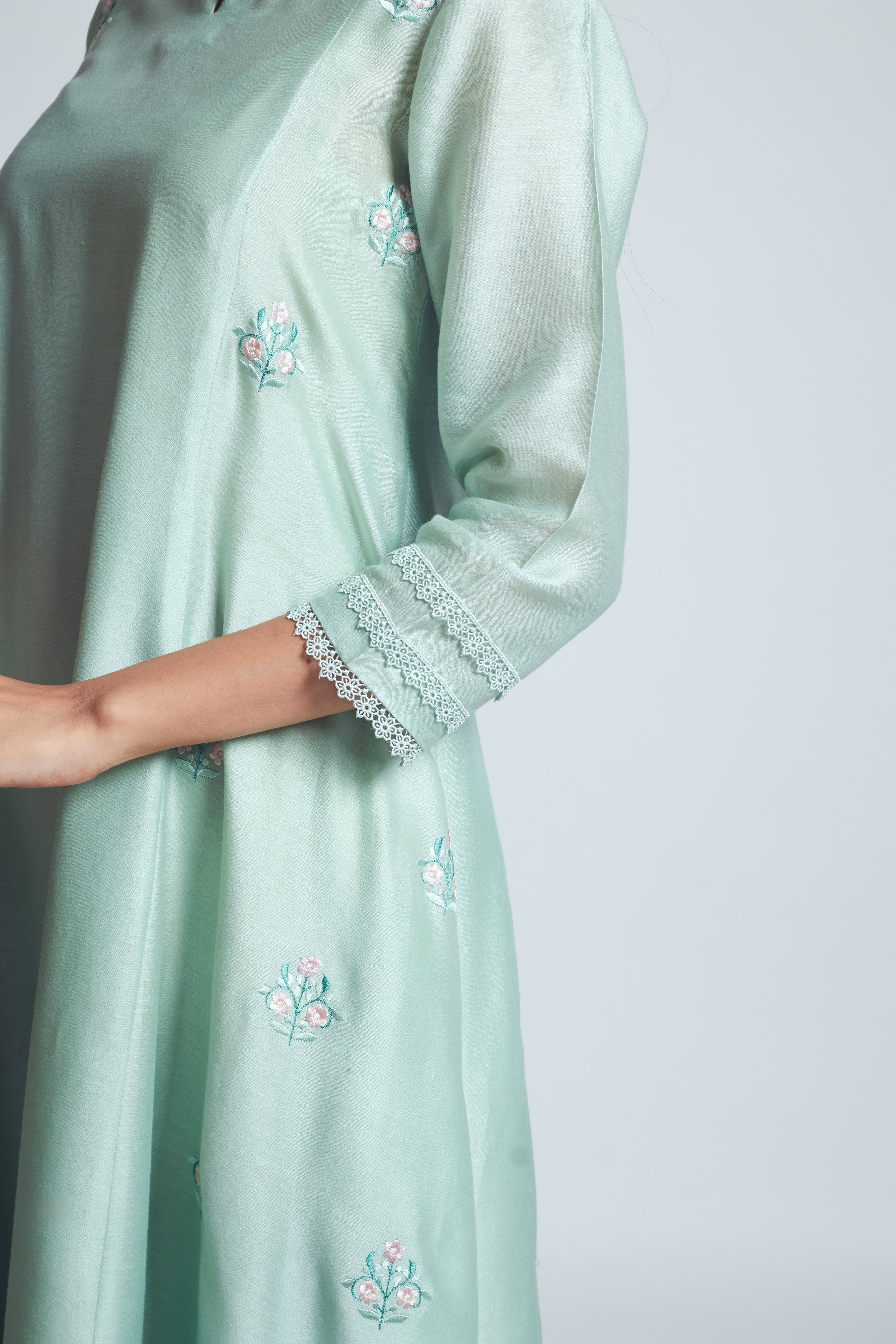 Amna- Sage Green Princess Cut Summer Dress