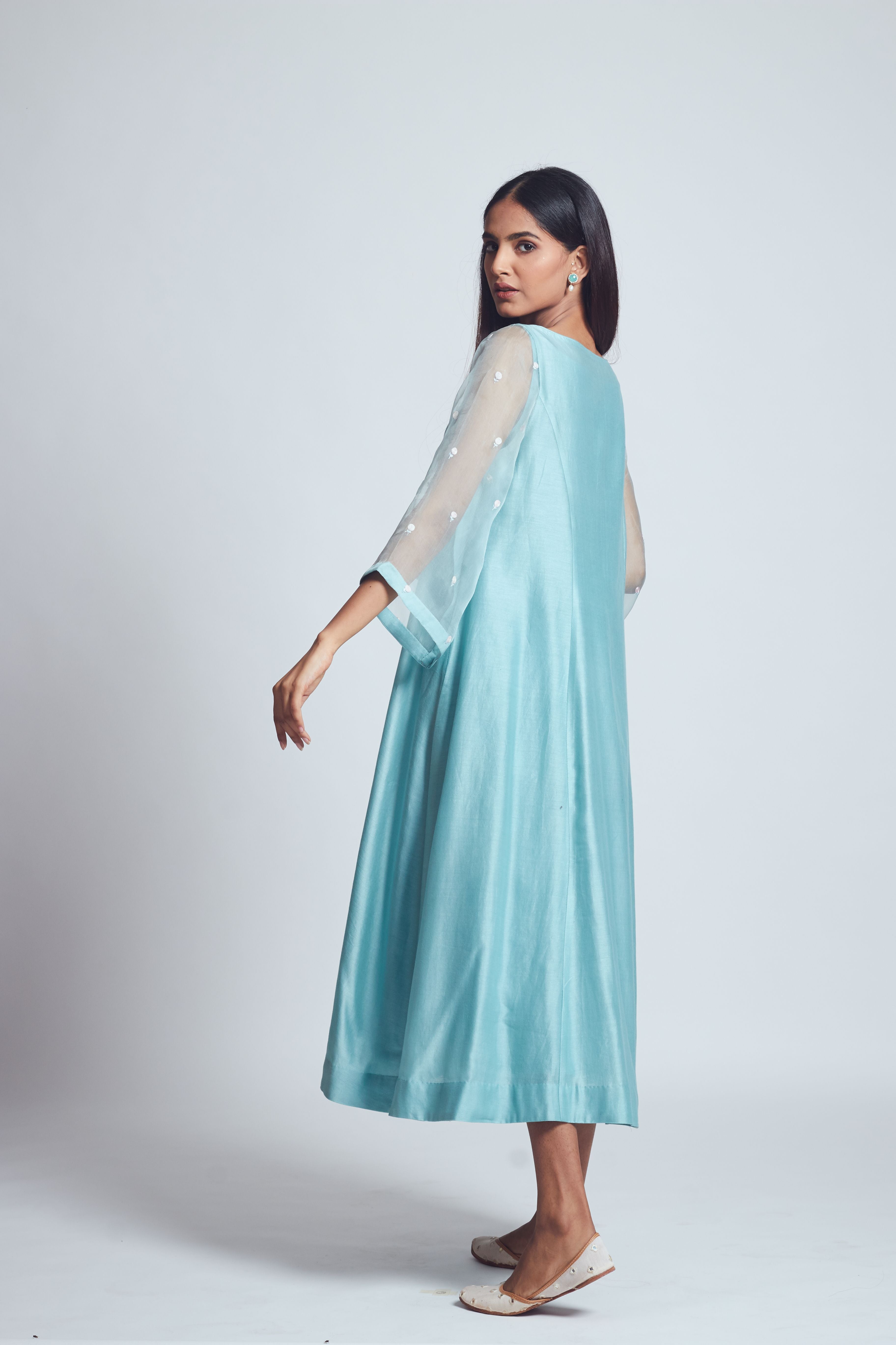 Aysa- Teal Blue Princess Cut Style Summer Dress