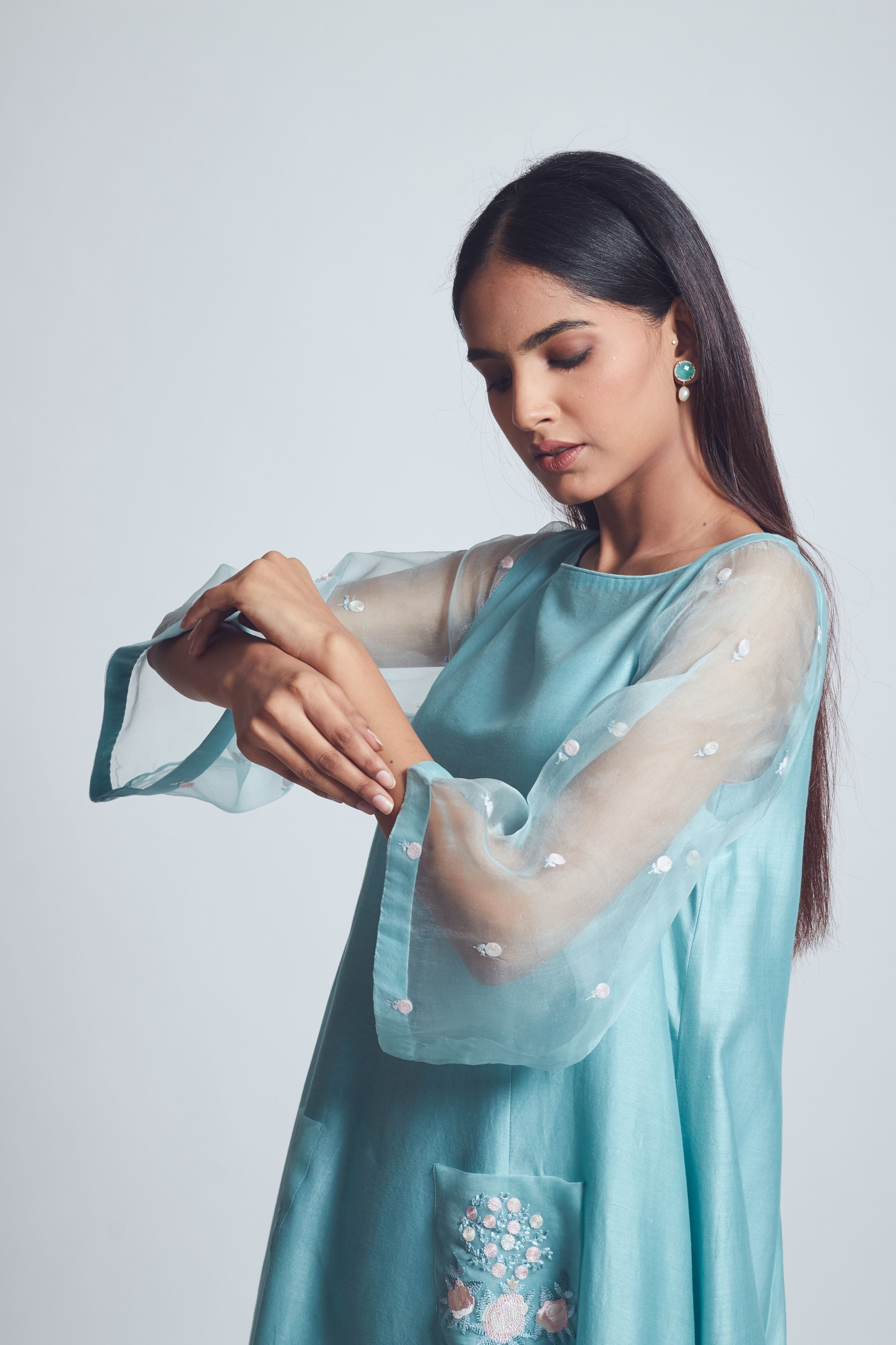 Aysa- Teal Blue Princess Cut Style Summer Dress