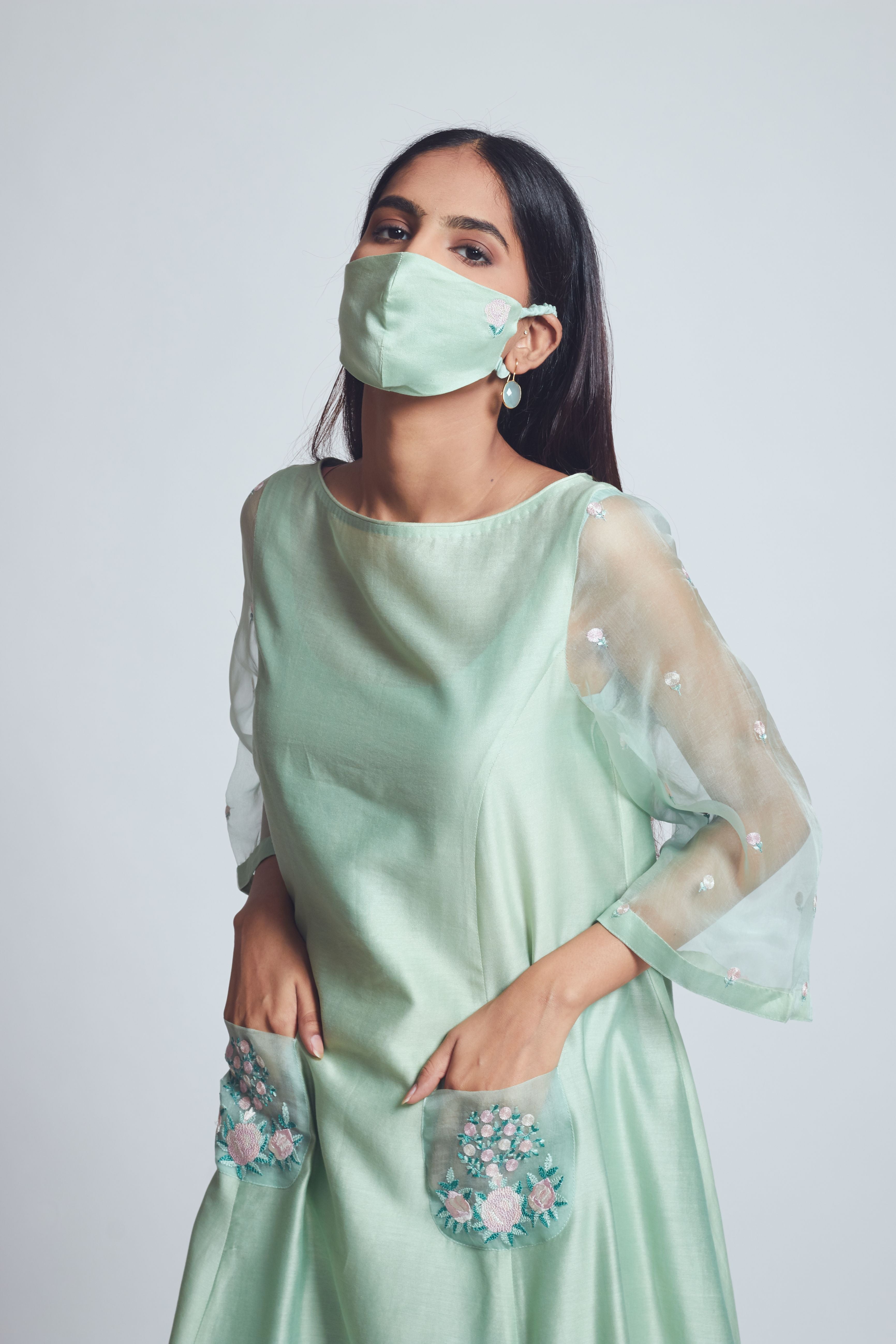 Aysa- Sage Green Princess Cut Style Dress