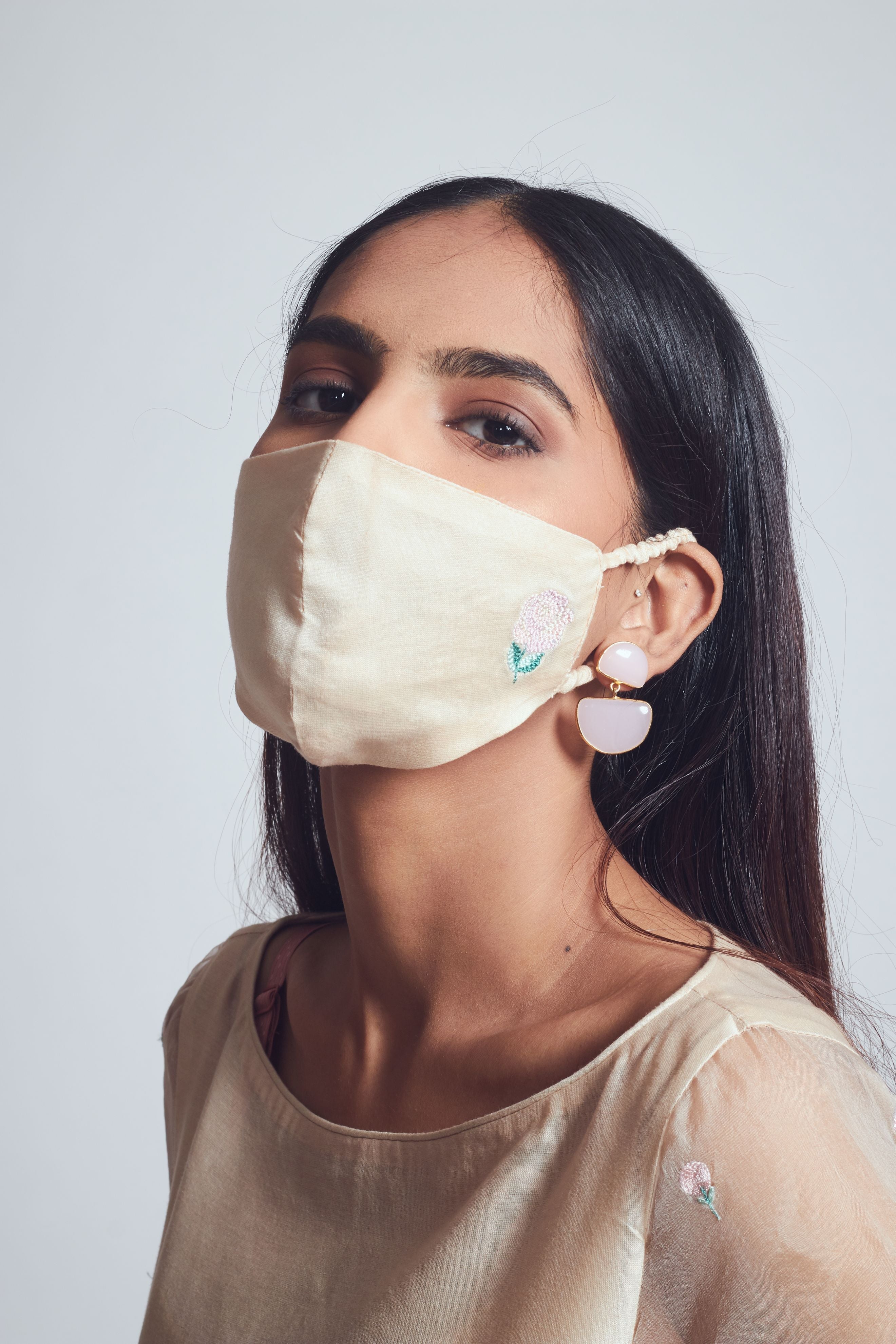 Aysa-Soft Beige Twin Layer Summer Dress