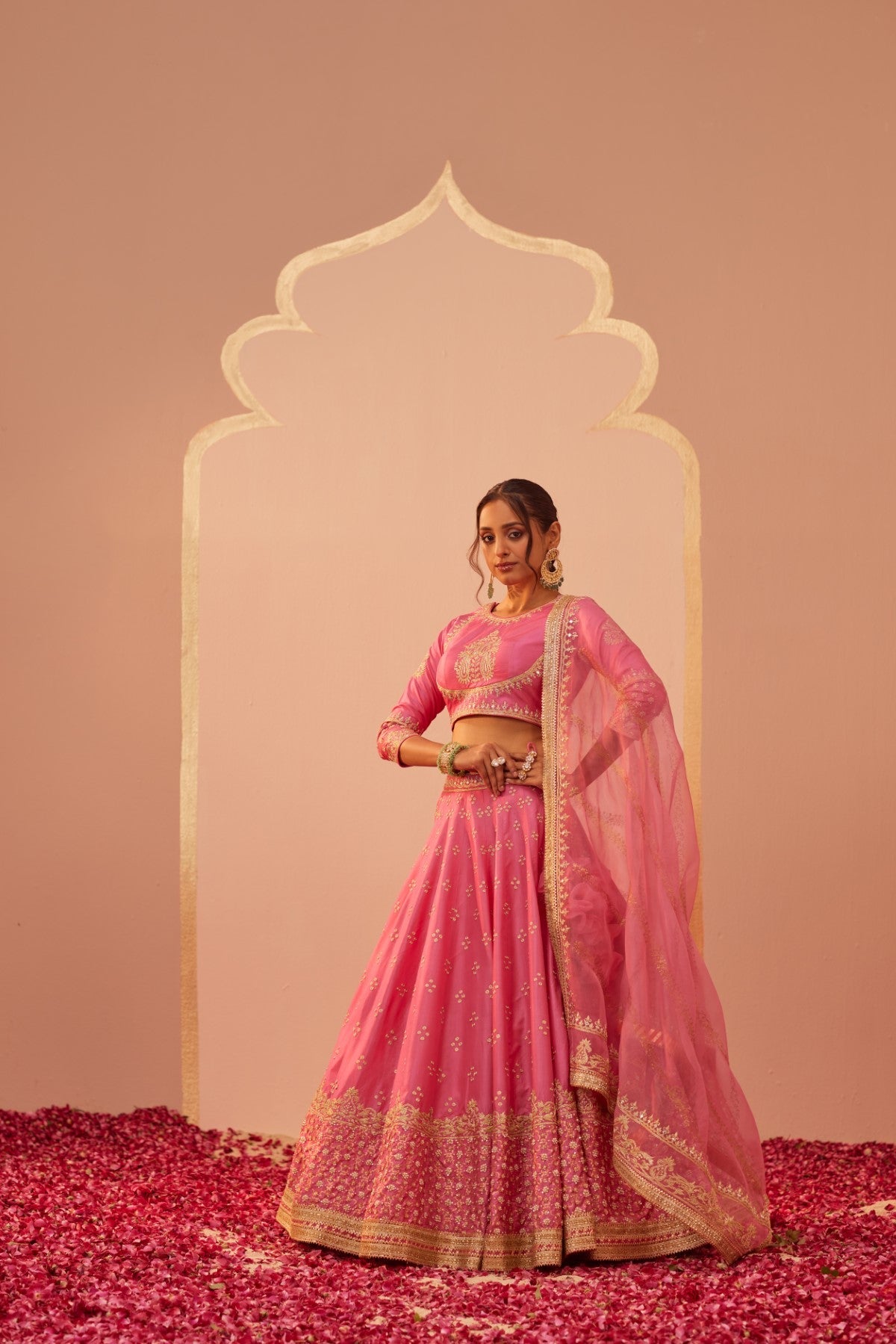 Naaina- Flamingo Pink Lehnega Set With Dupatta