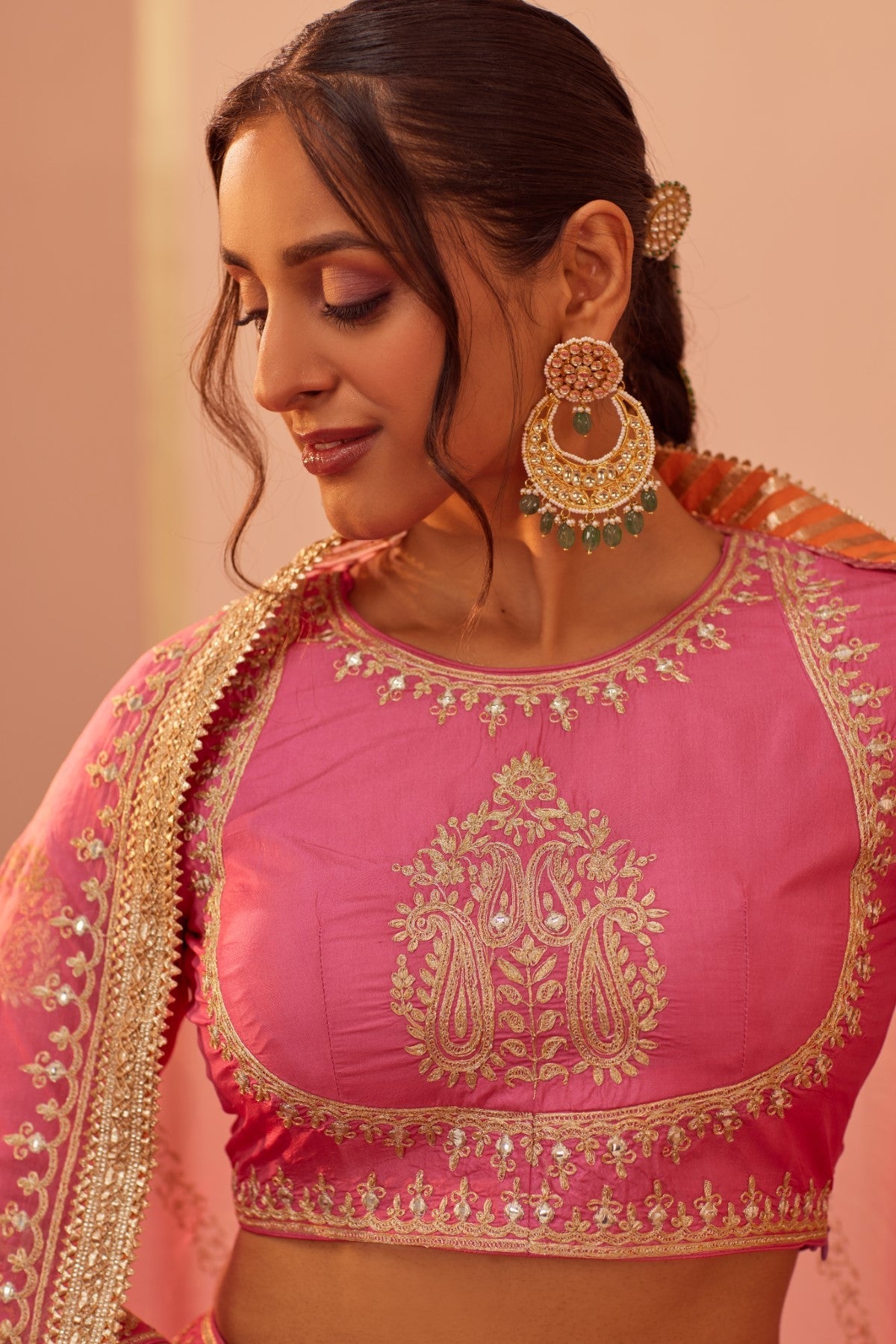 Naaina- Flamingo Pink Lehnega Set With Dupatta