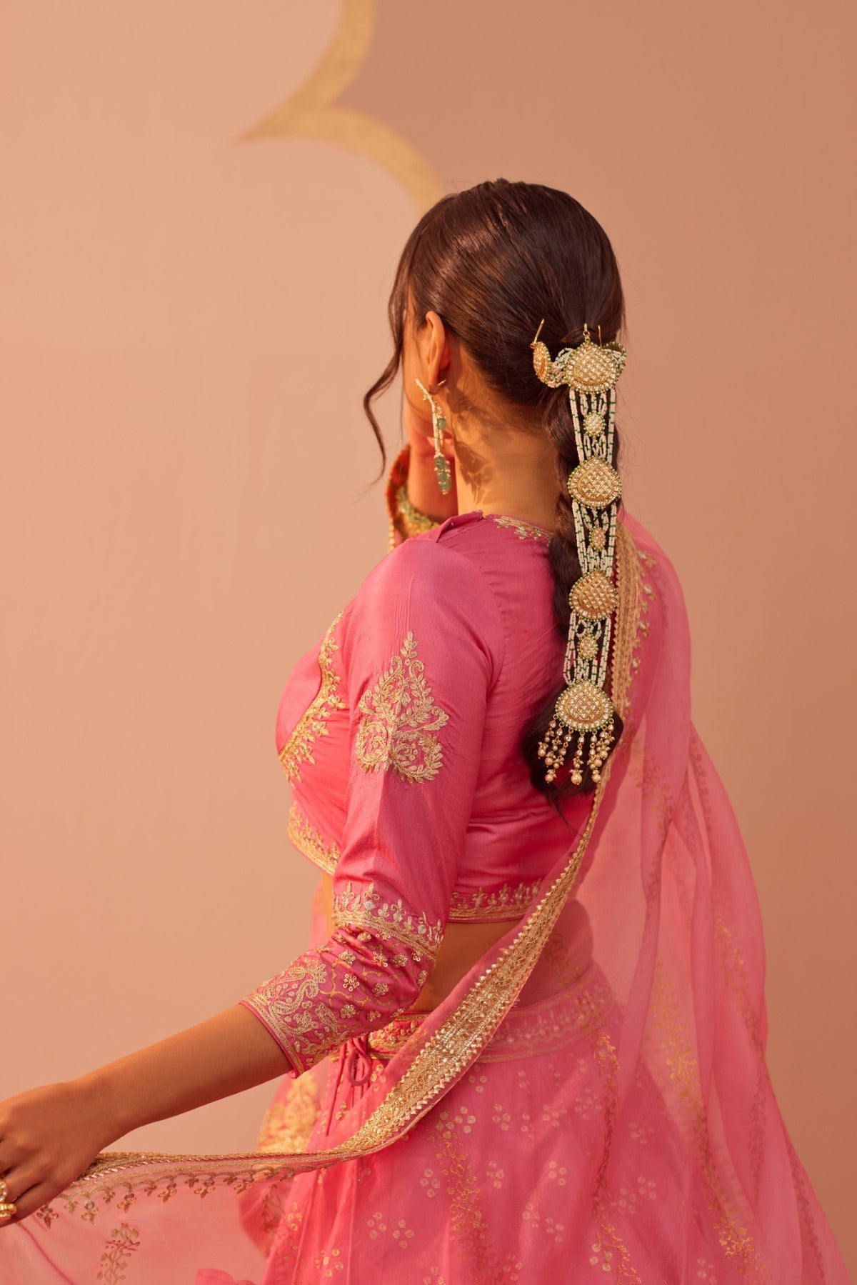 Naaina- Flamingo Pink Lehnega Set With Dupatta