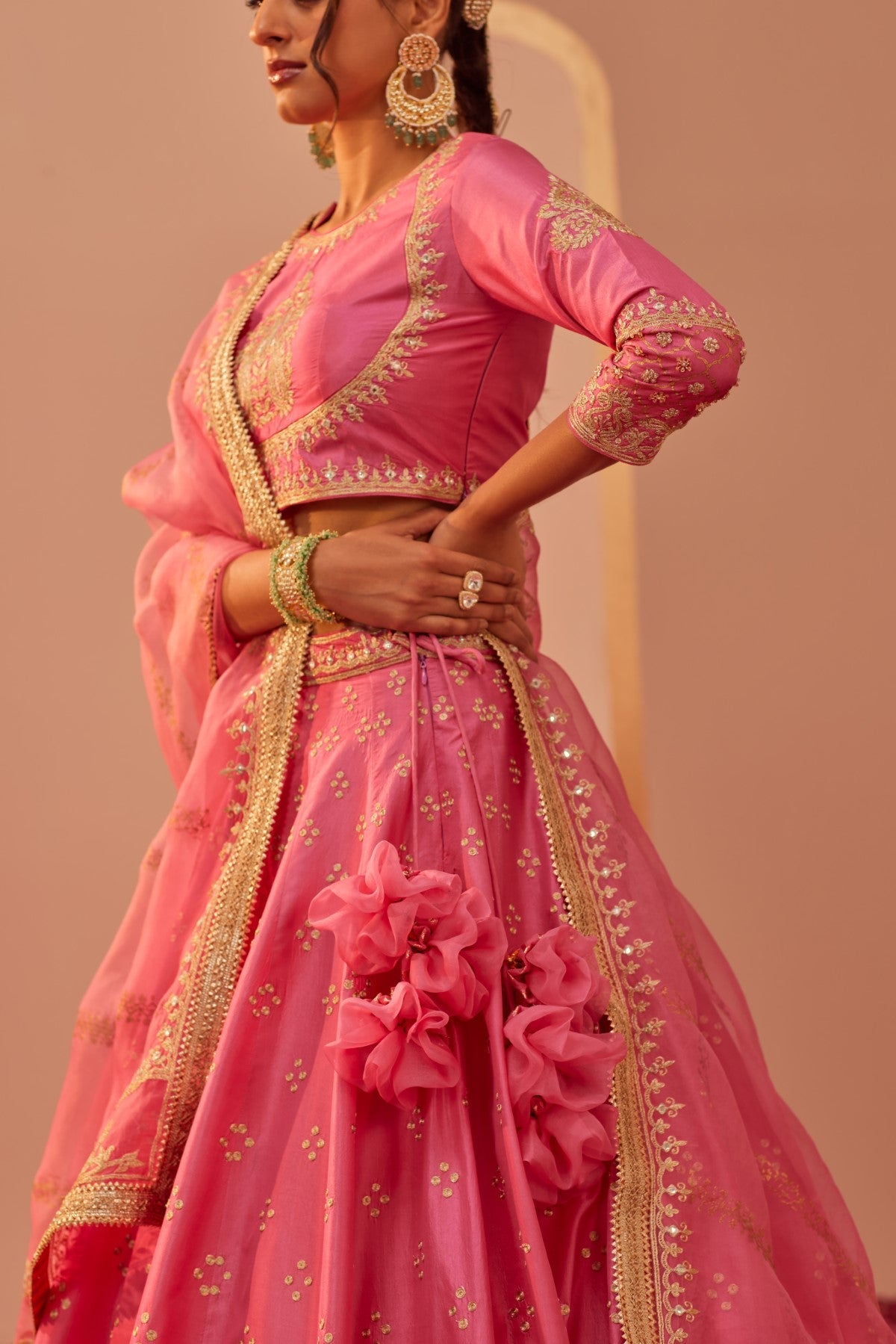 Naaina- Flamingo Pink Lehnega Set With Dupatta