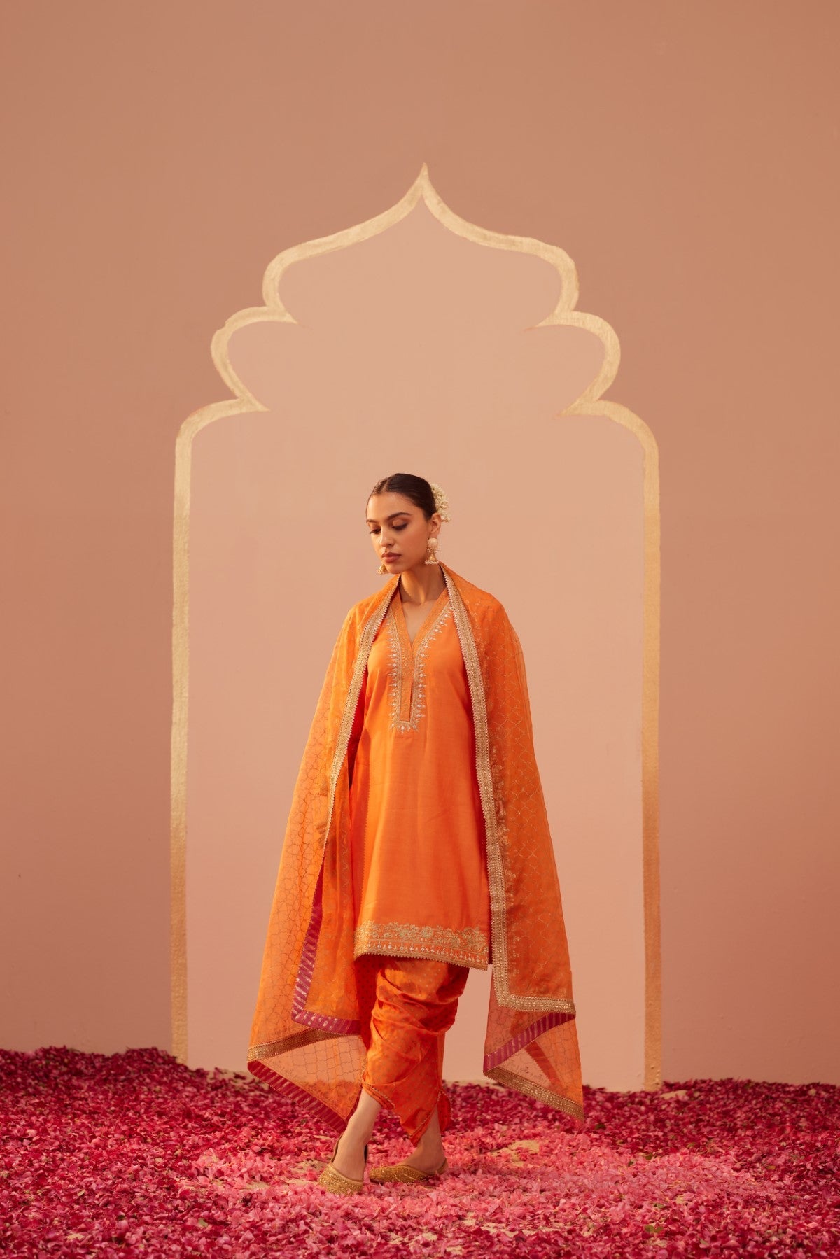 Faheeda - Tangerine Orange Kurta Set