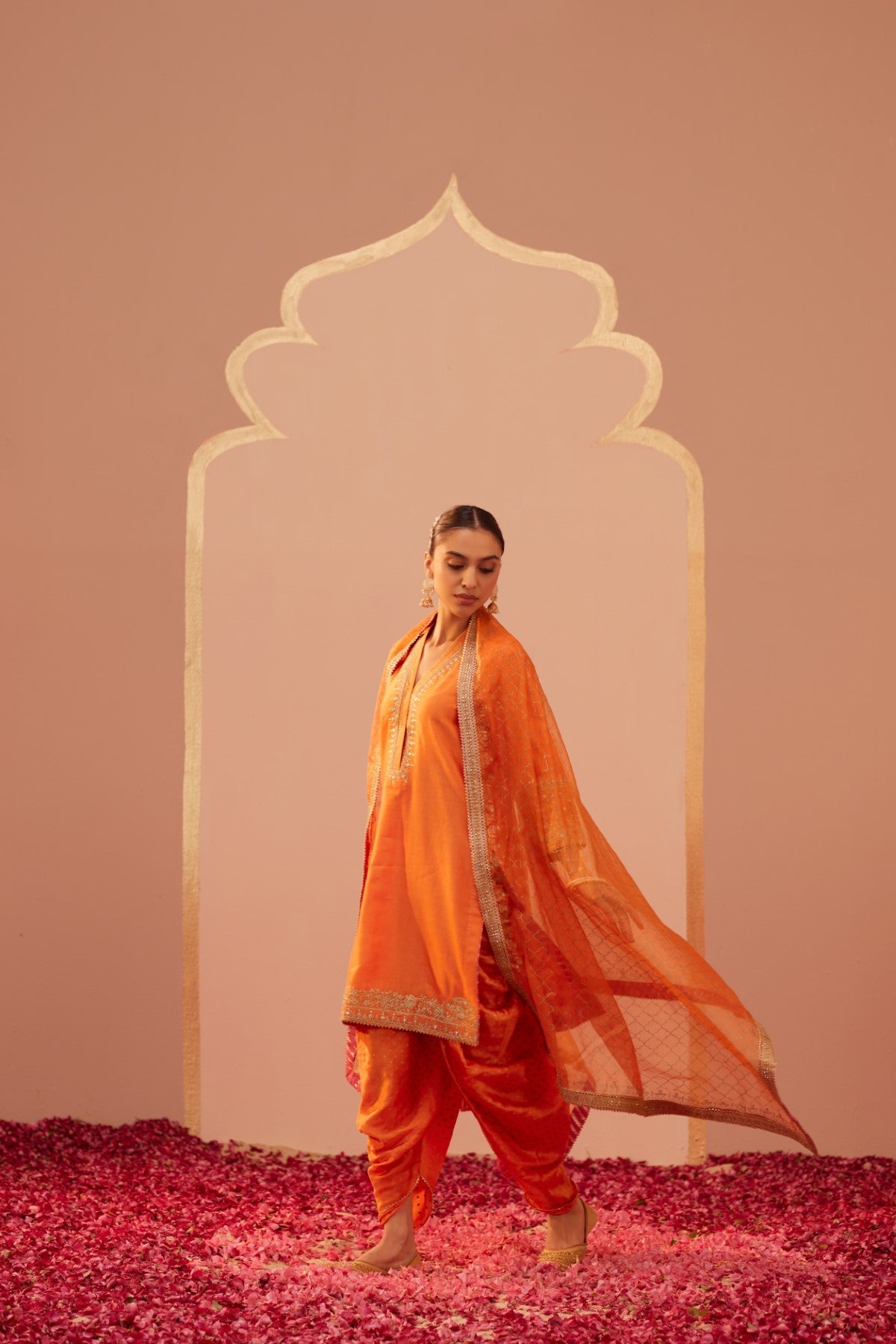 Faheeda - Tangerine Orange Kurta Set