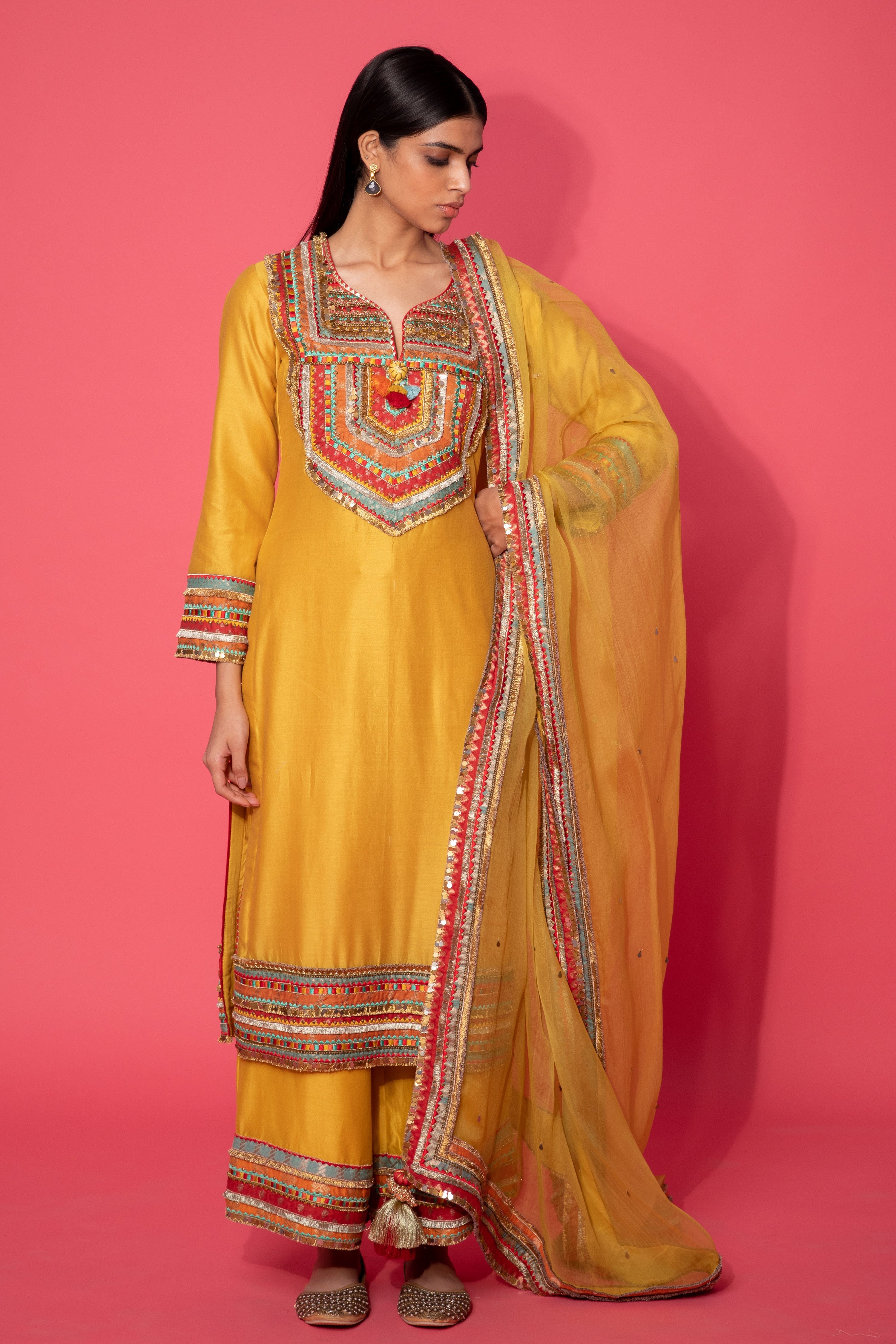 Sugandha Long Kurta With Wide Straight Pants