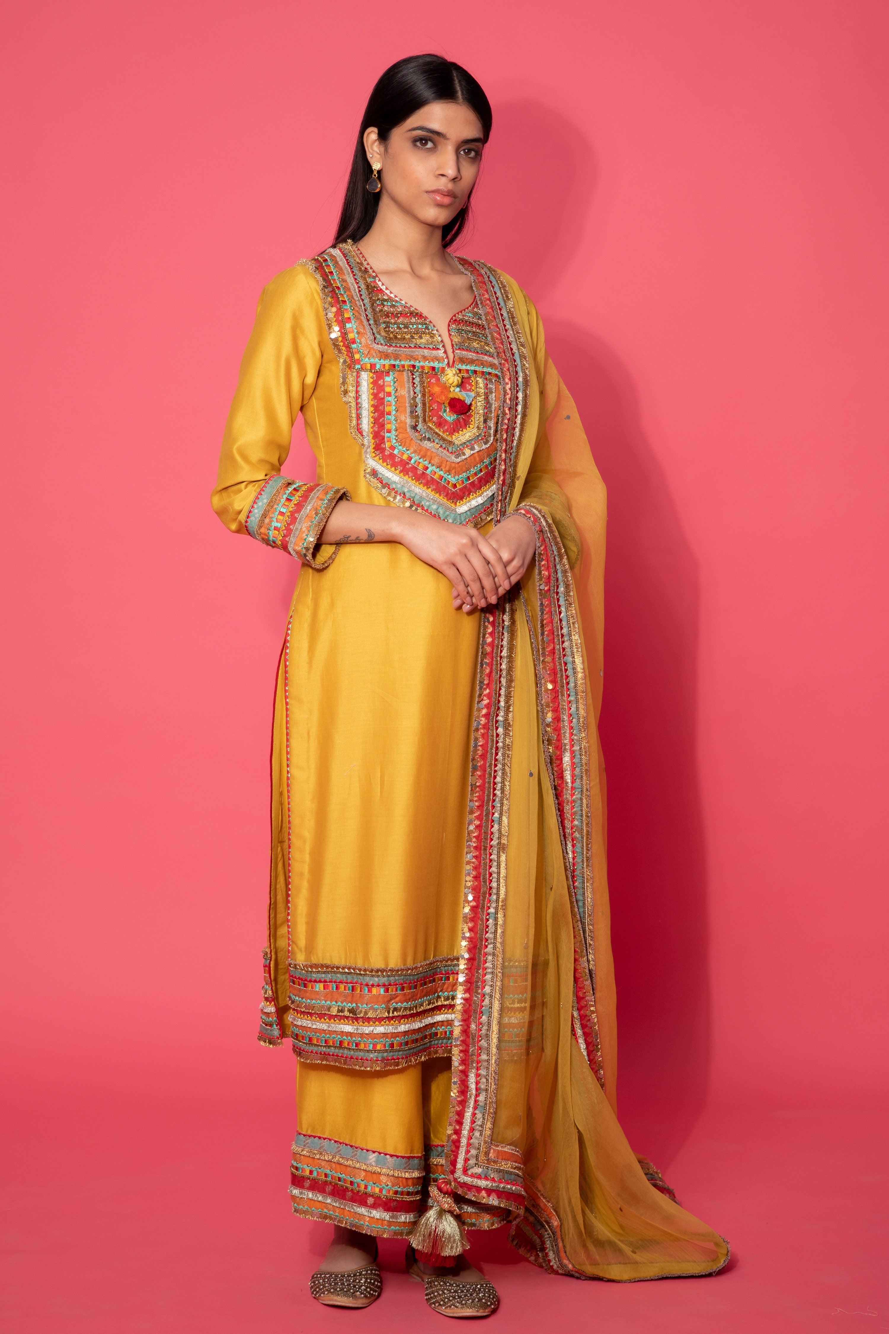Sugandha Long Kurta With Wide Straight Pants