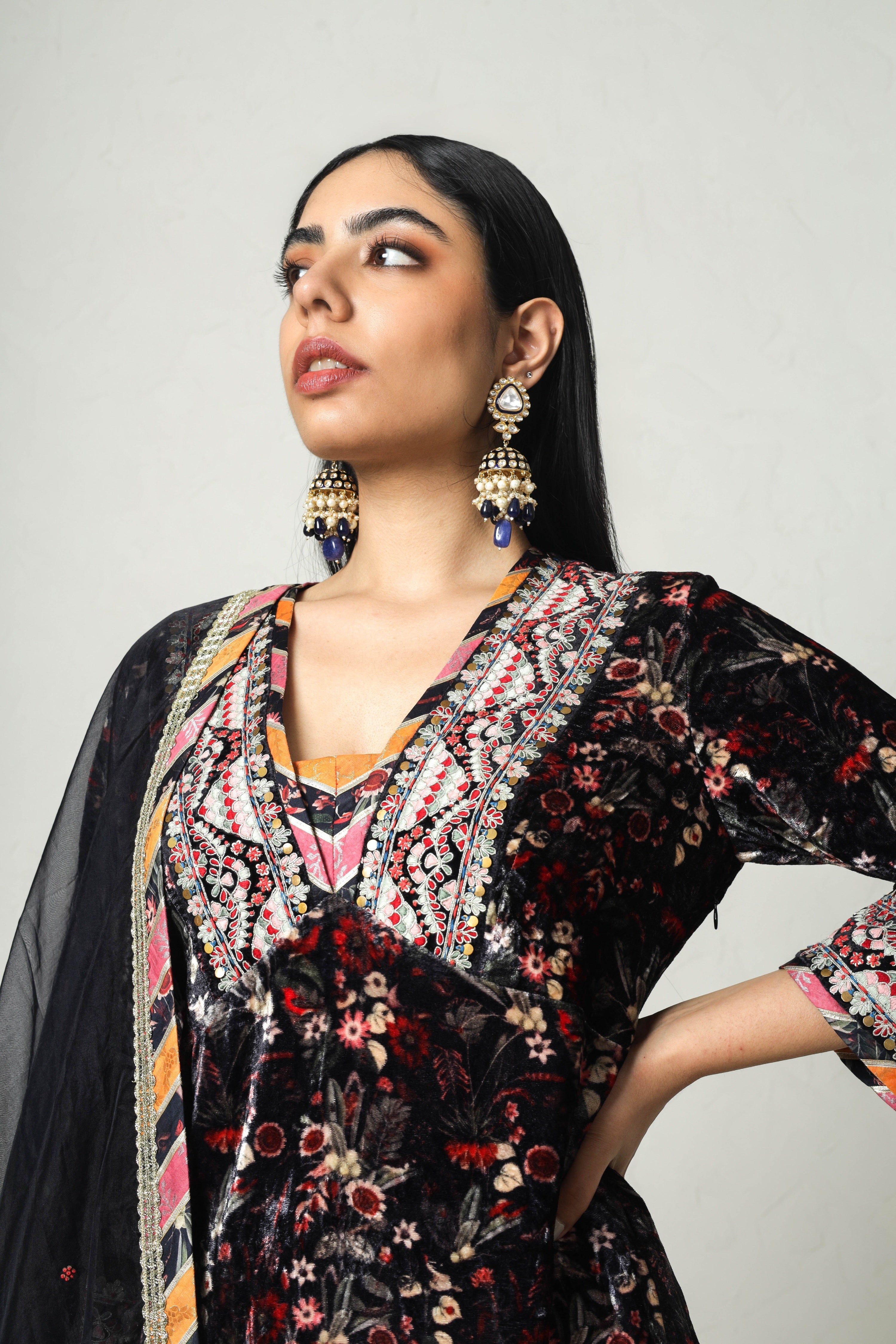 Medley Printed Yoke Cut Kurta With Printed Plazo Pants