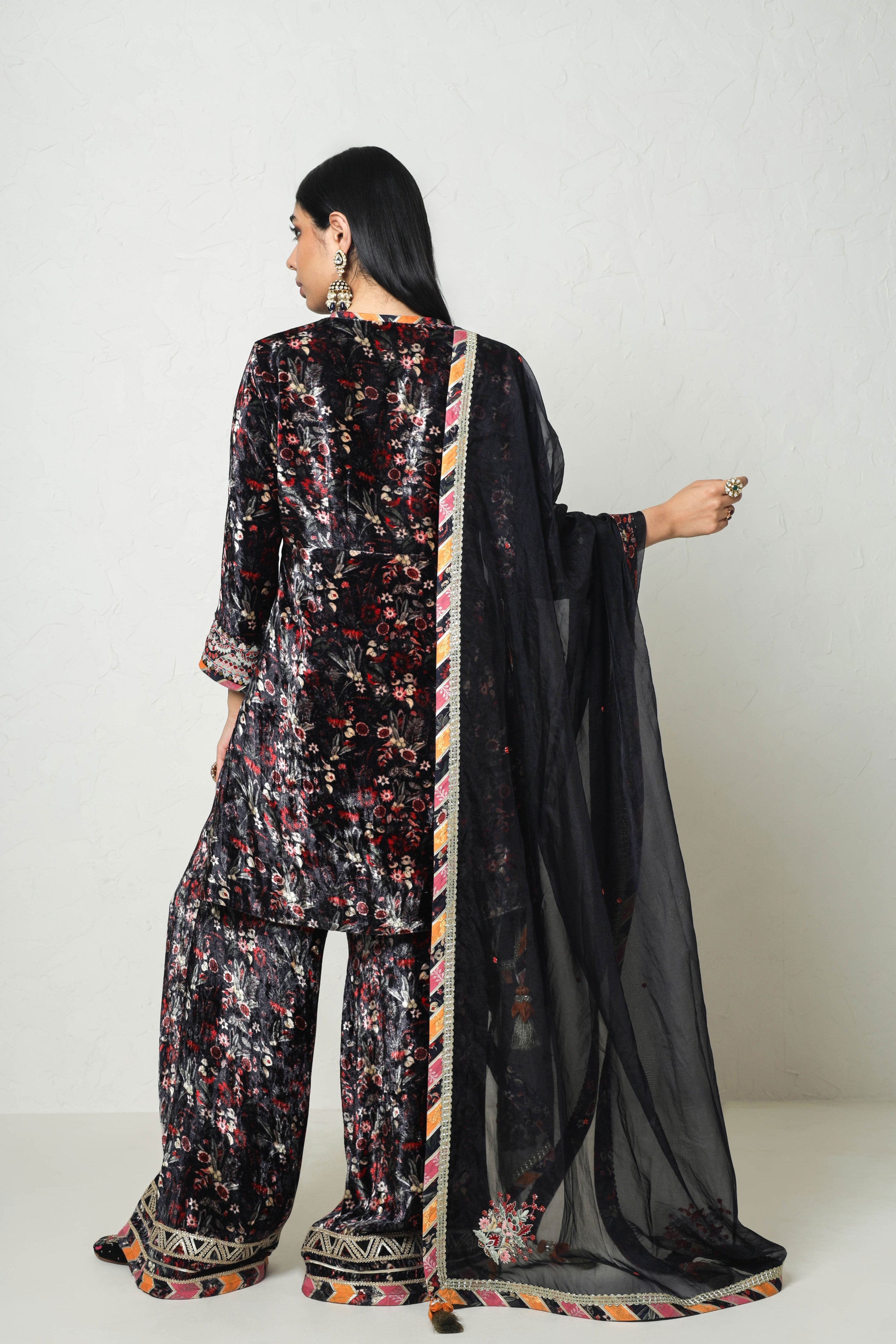 Medley Printed Yoke Cut Kurta With Printed Plazo Pants