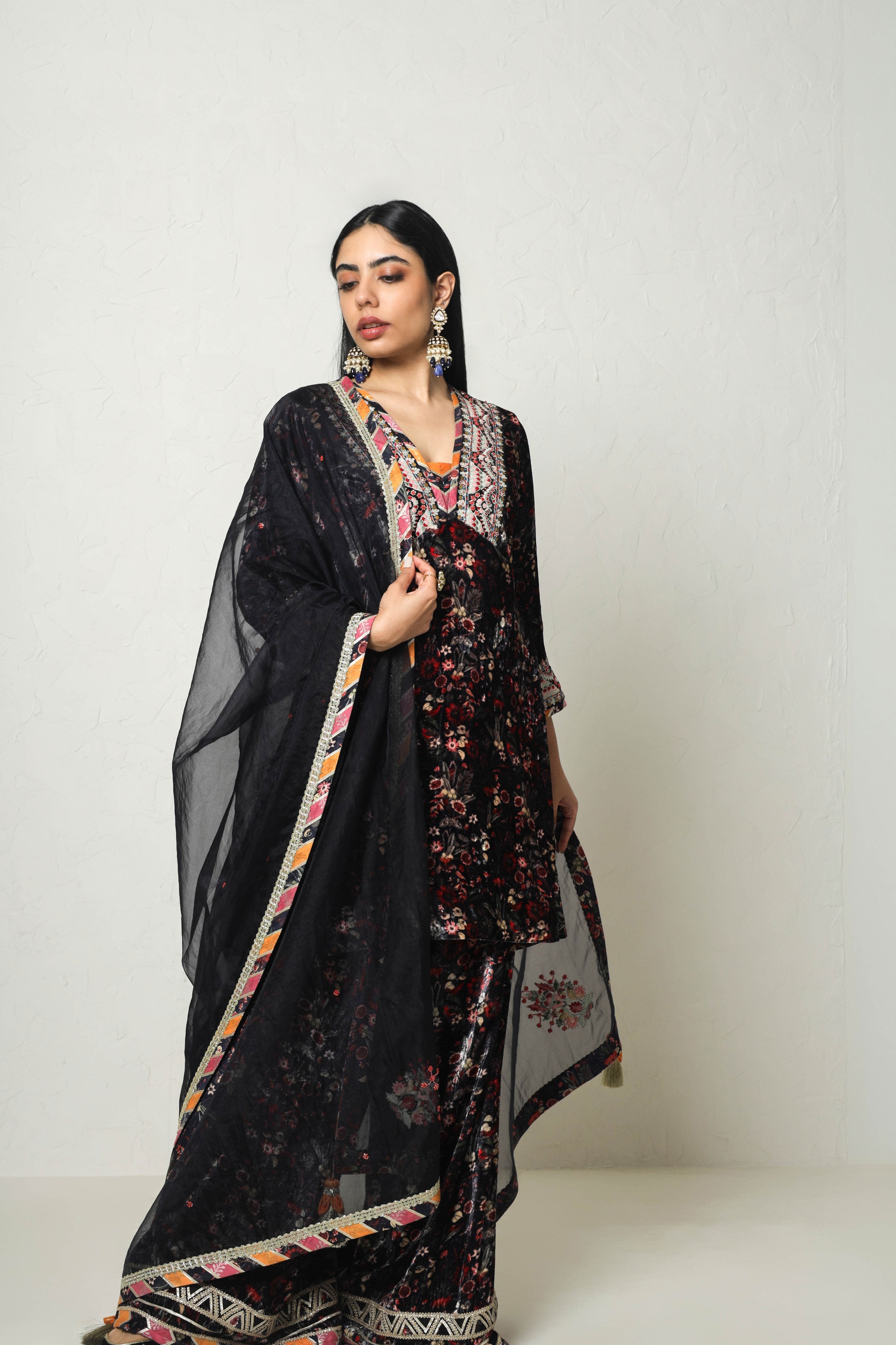 Medley Printed Yoke Cut Kurta With Printed Plazo Pants