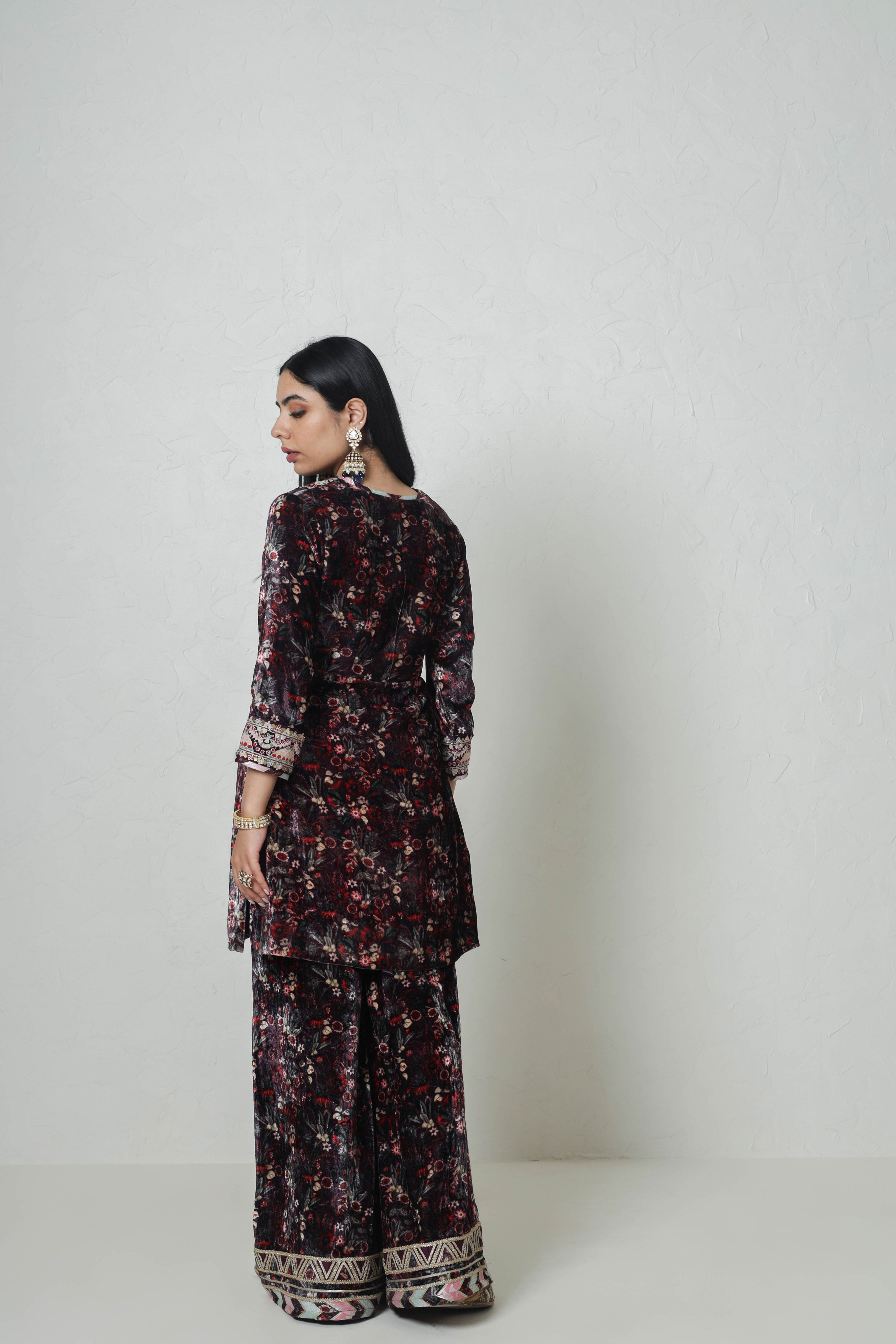 Medley Printed Yoke Cut Kurta With Printed Plazo Pants