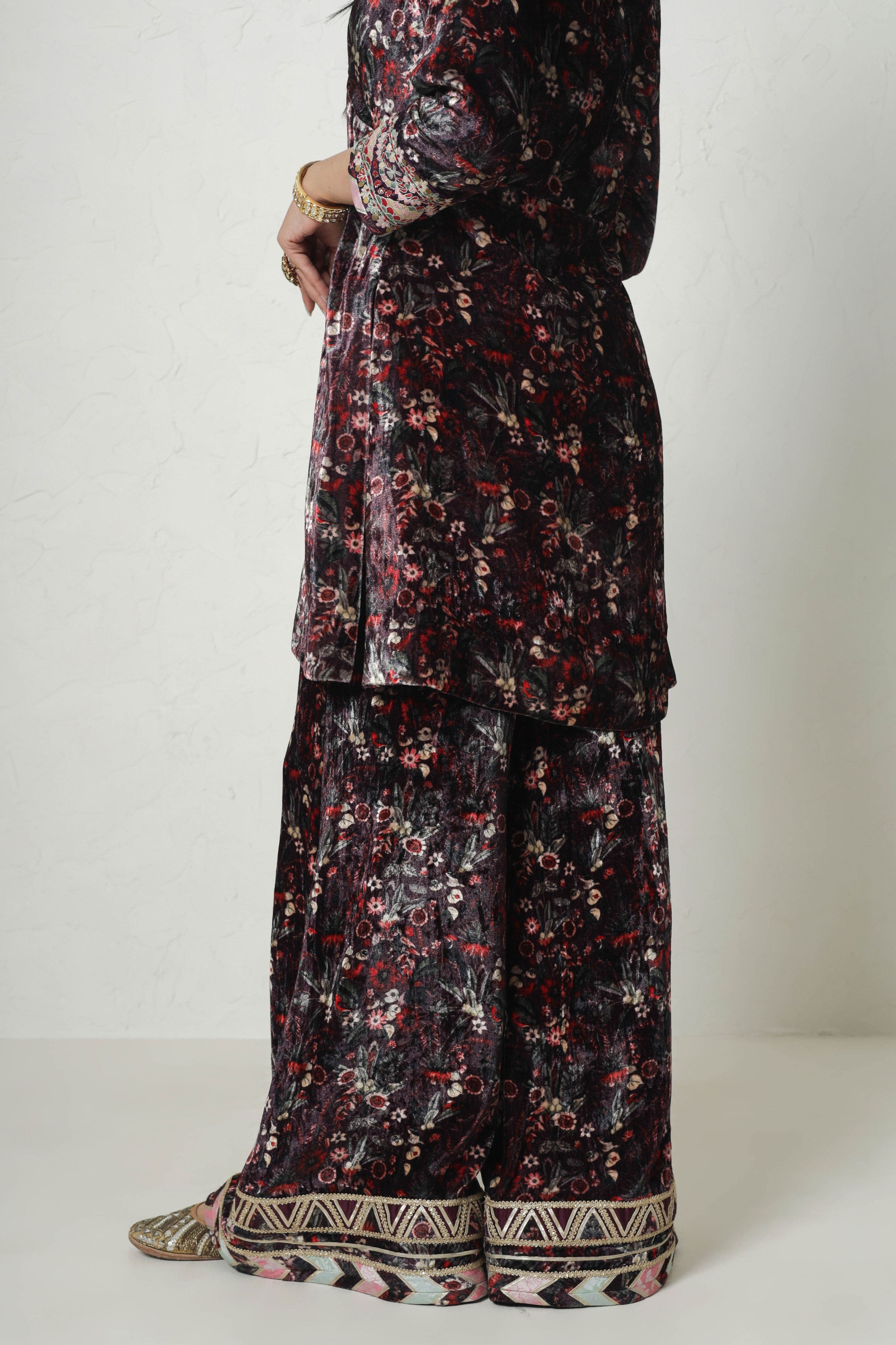 Medley Printed Yoke Cut Kurta With Printed Plazo Pants