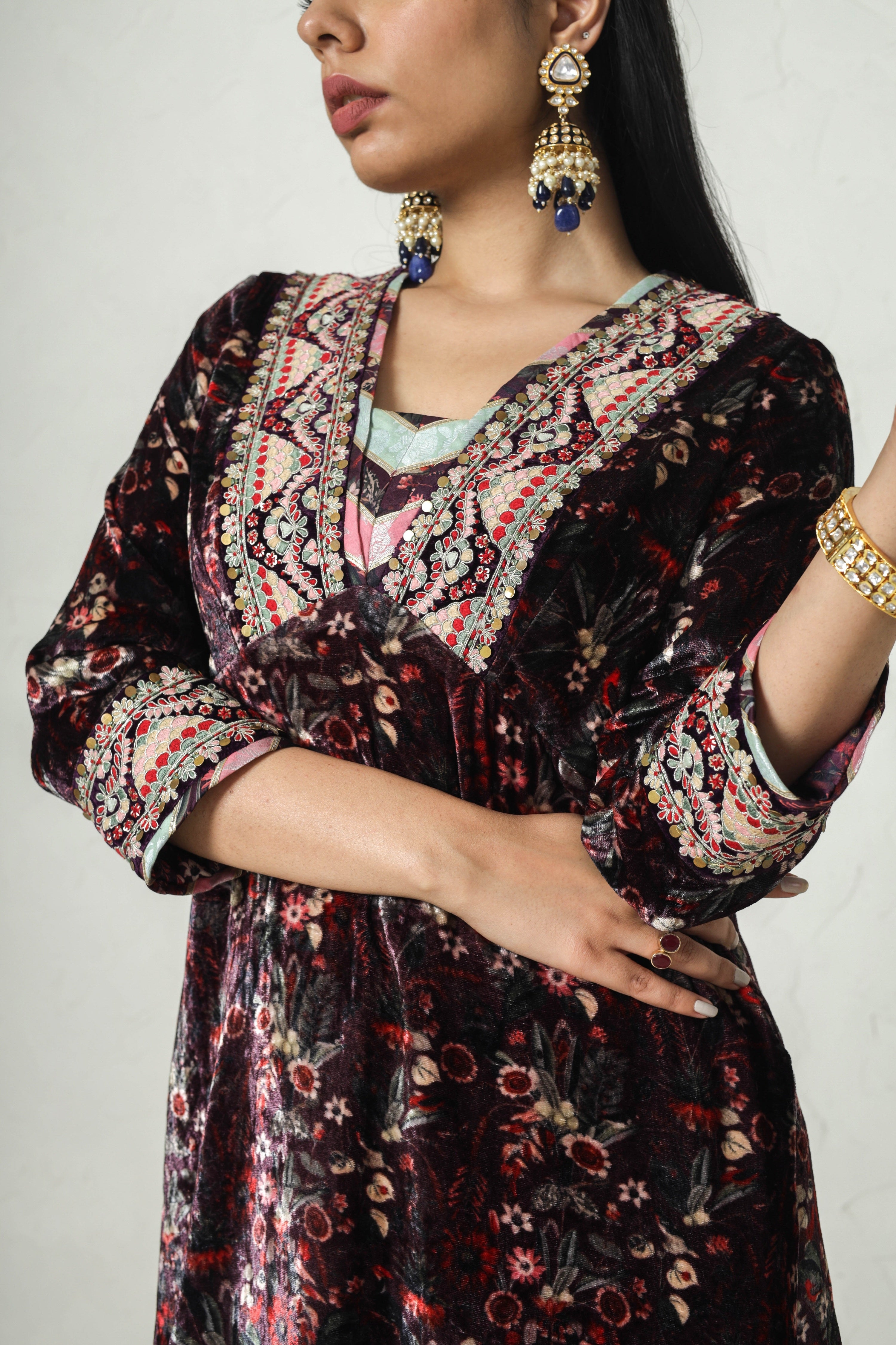 Medley Printed Yoke Cut Kurta With Printed Plazo Pants