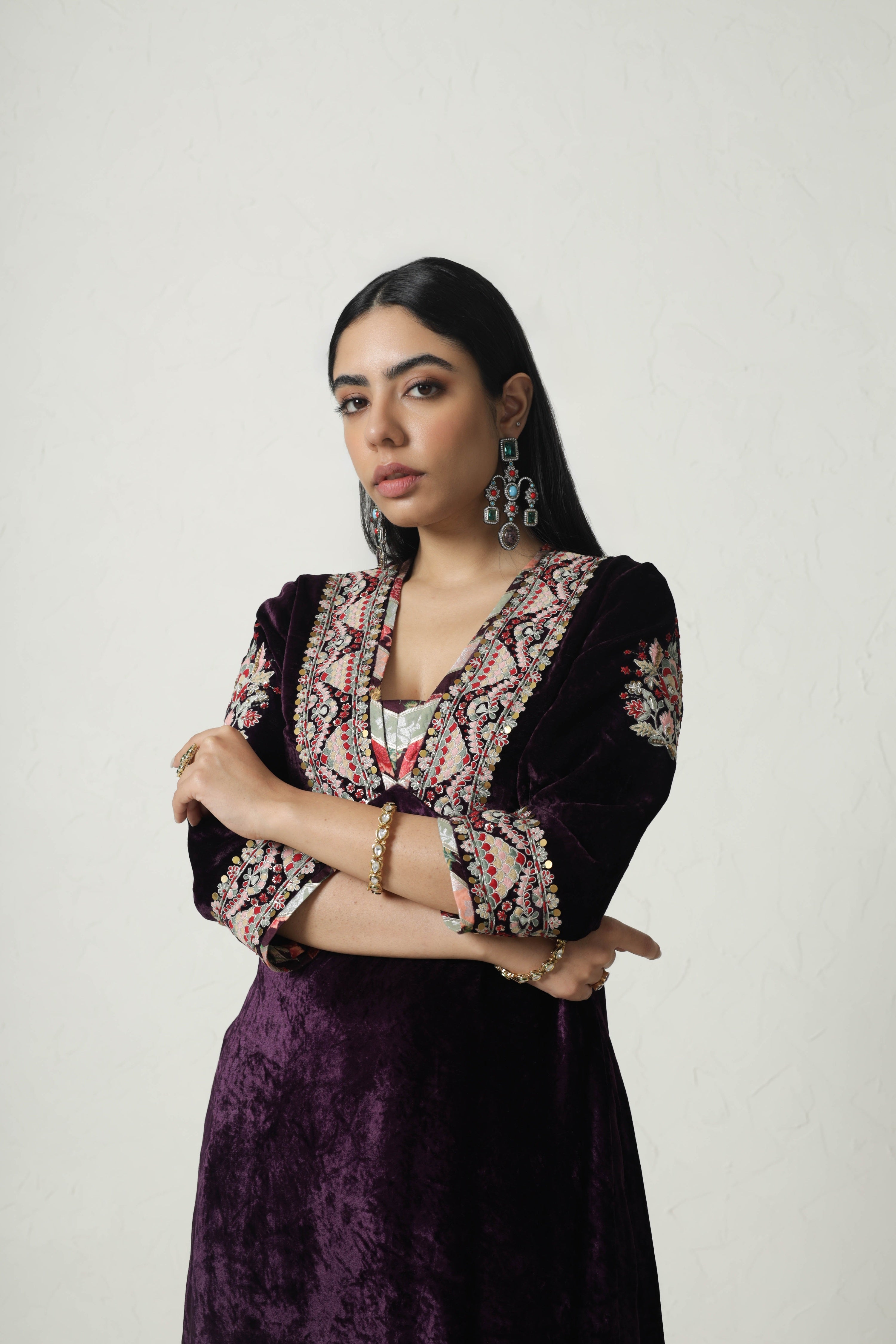 Medley Velvet Yoke Cut Kurta With Salwar