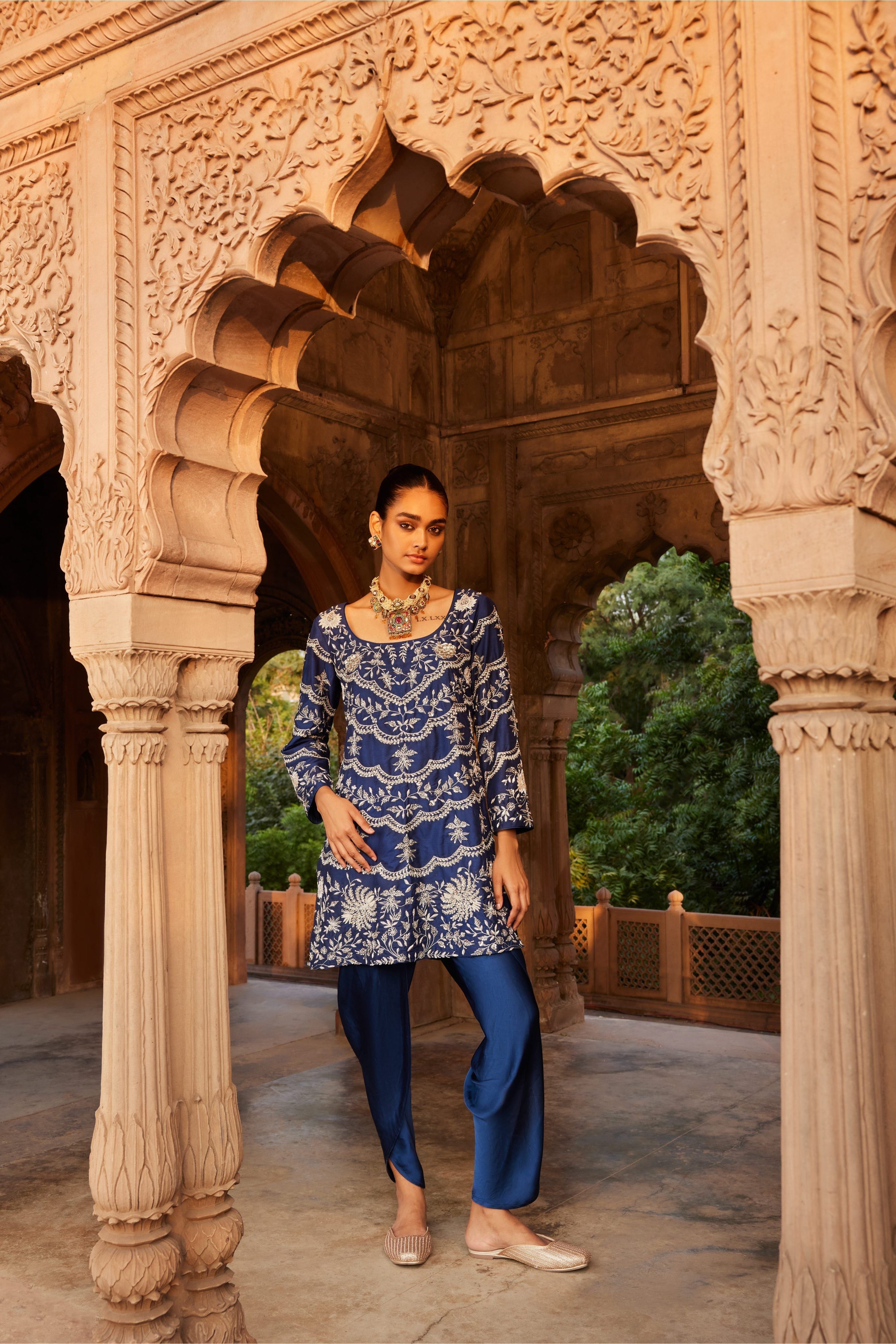 Titanium Kurta With Dhoti Pants