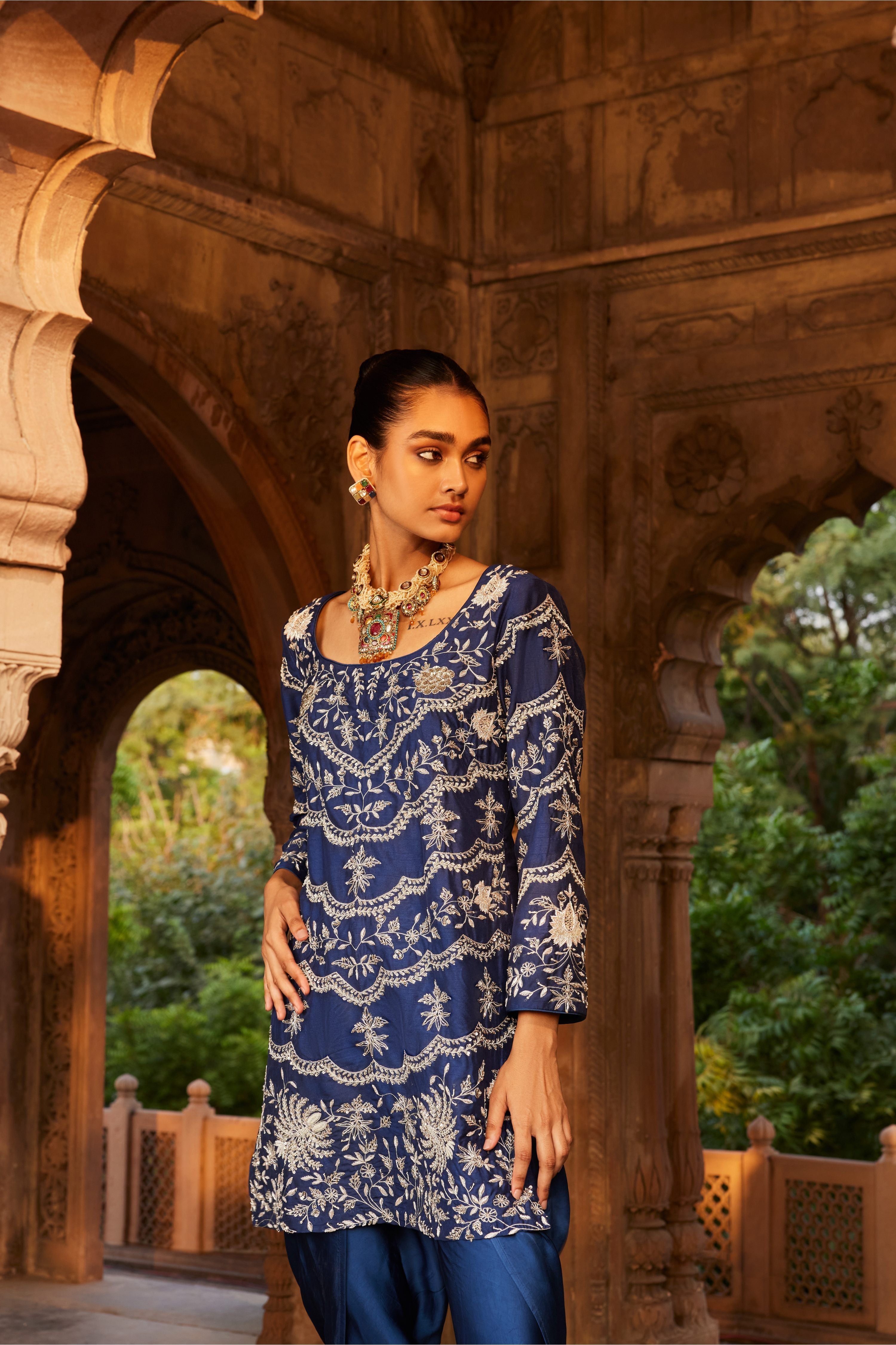 Titanium Kurta With Dhoti Pants