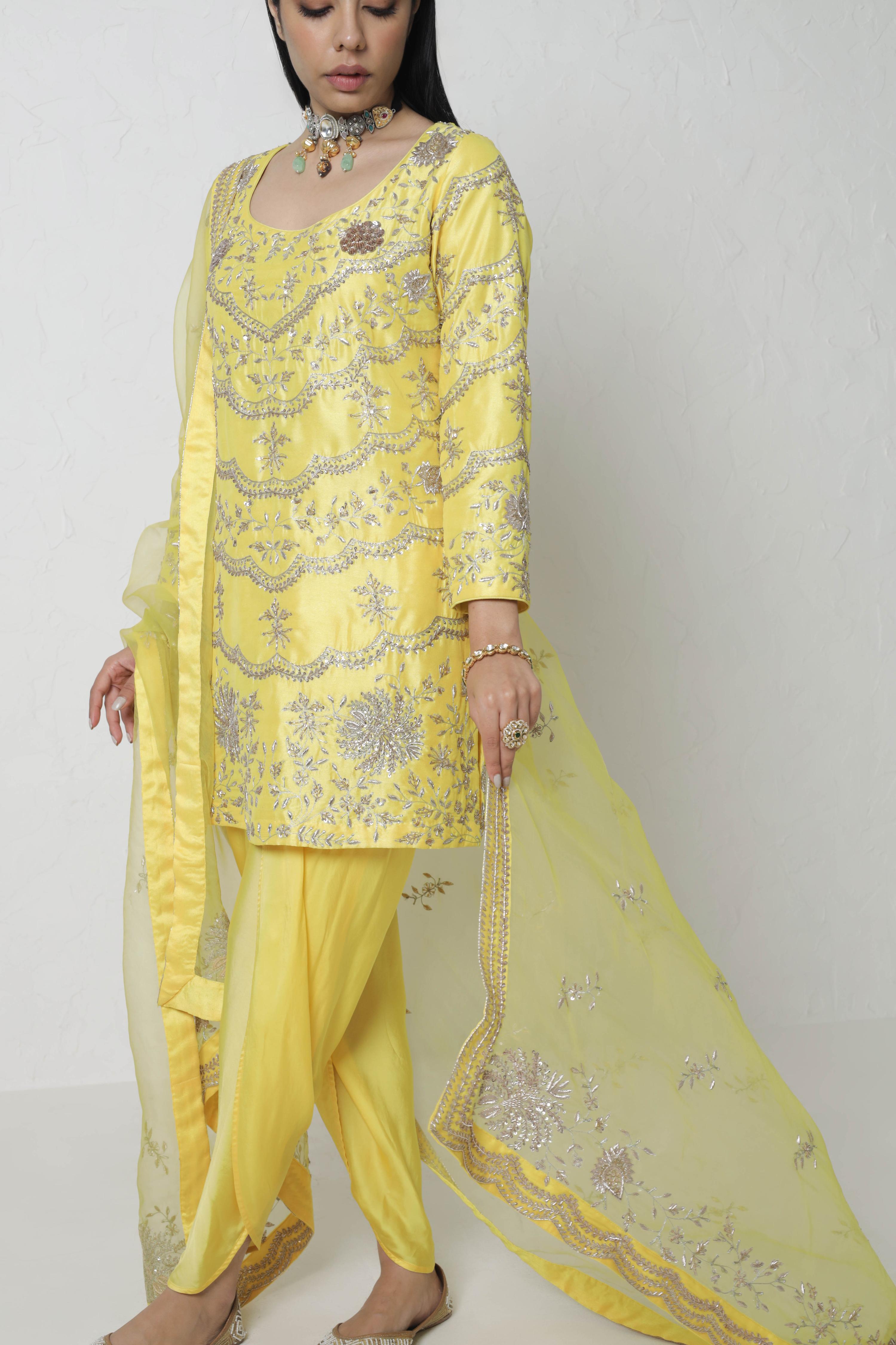 Titanium Kurta With Dhoti Pants