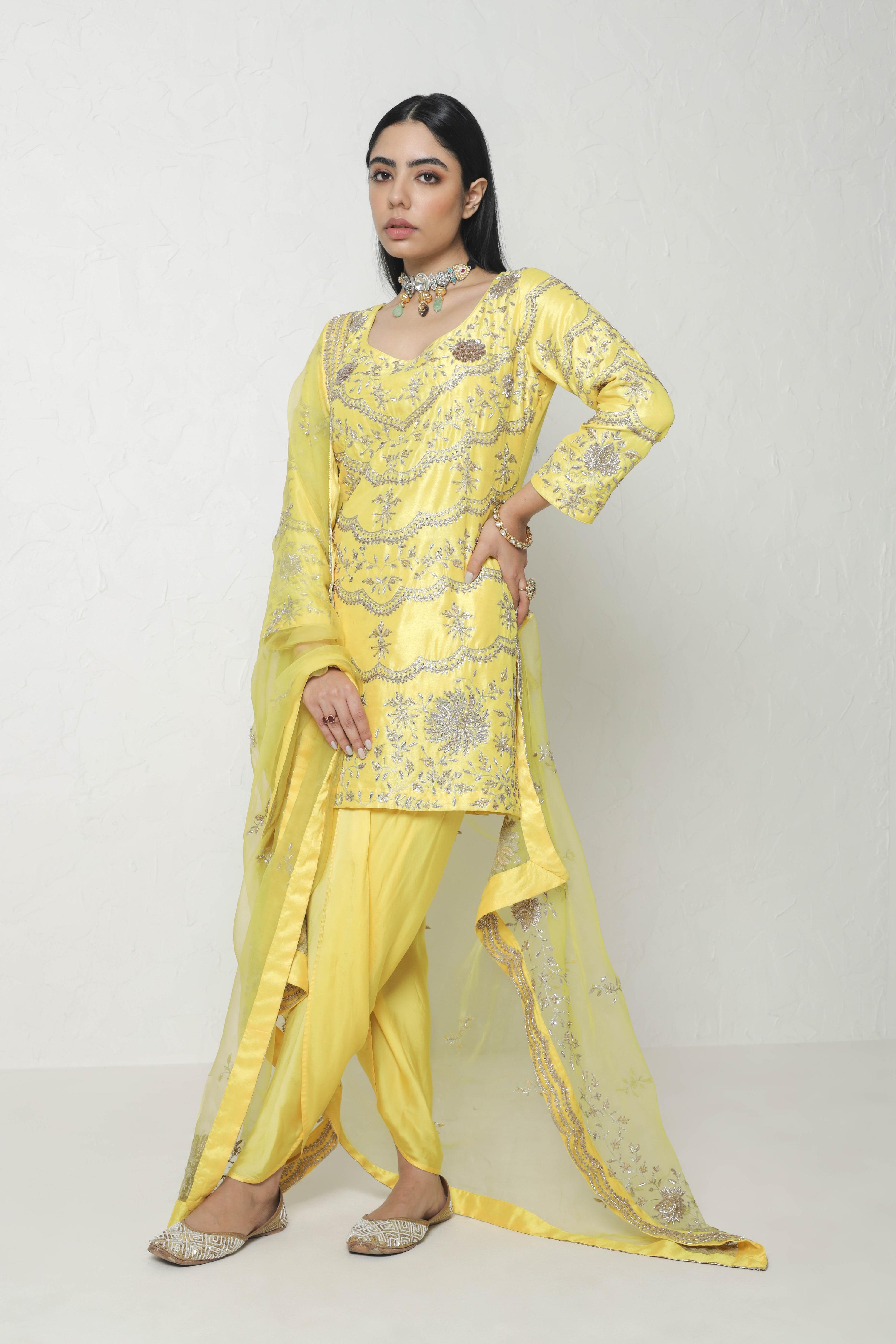 Titanium Kurta With Dhoti Pants