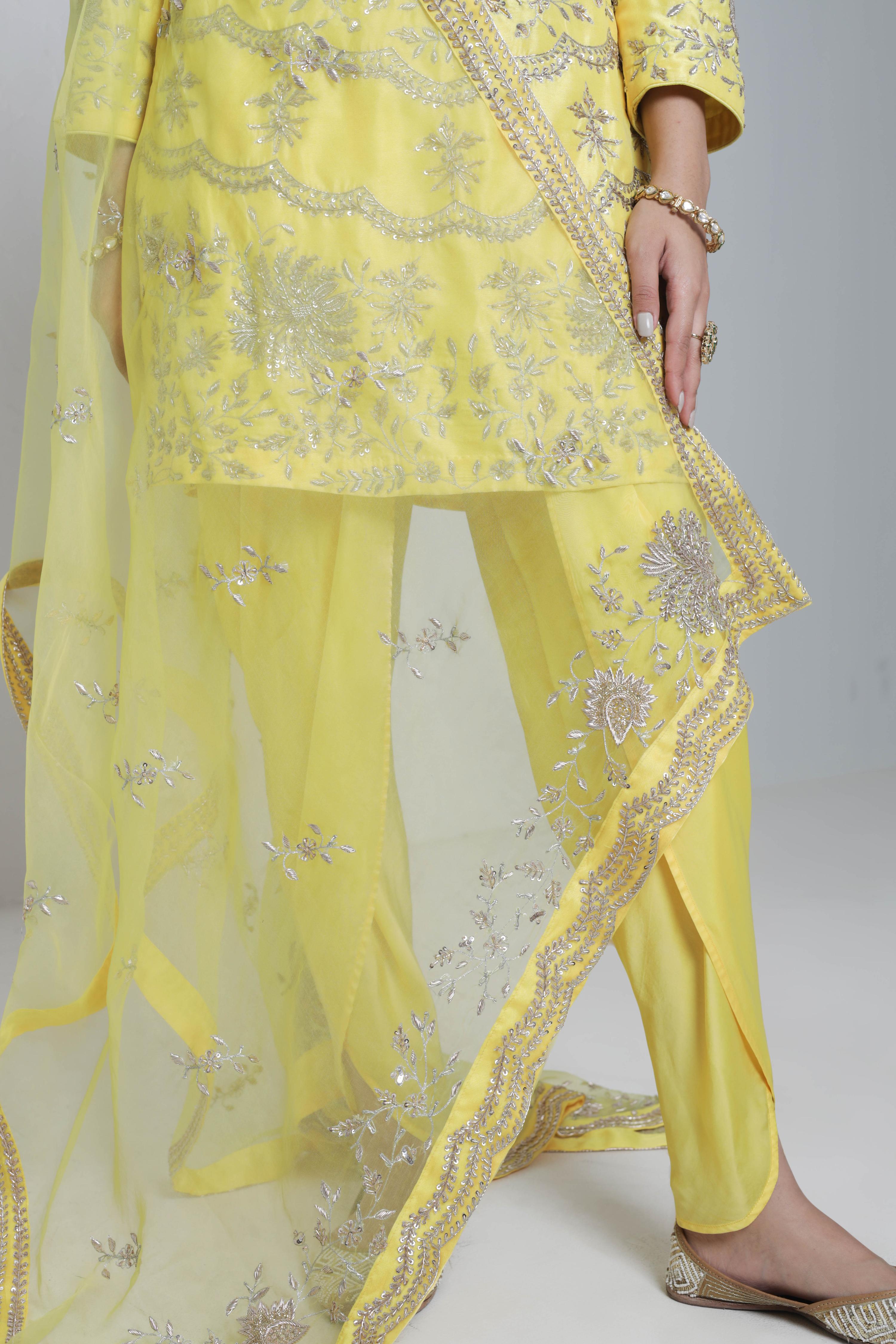 Titanium Kurta With Dhoti Pants