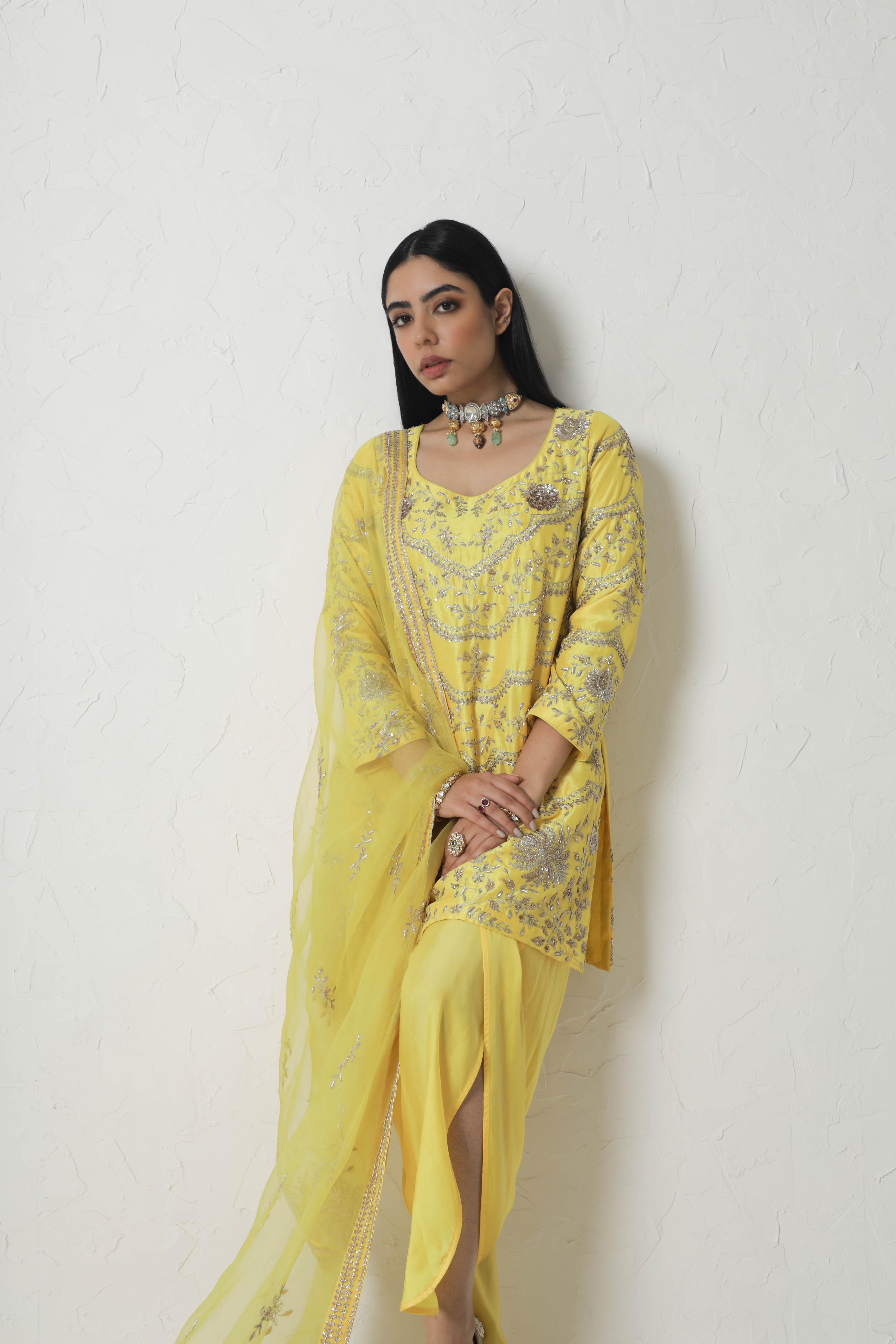 Titanium Kurta With Dhoti Pants