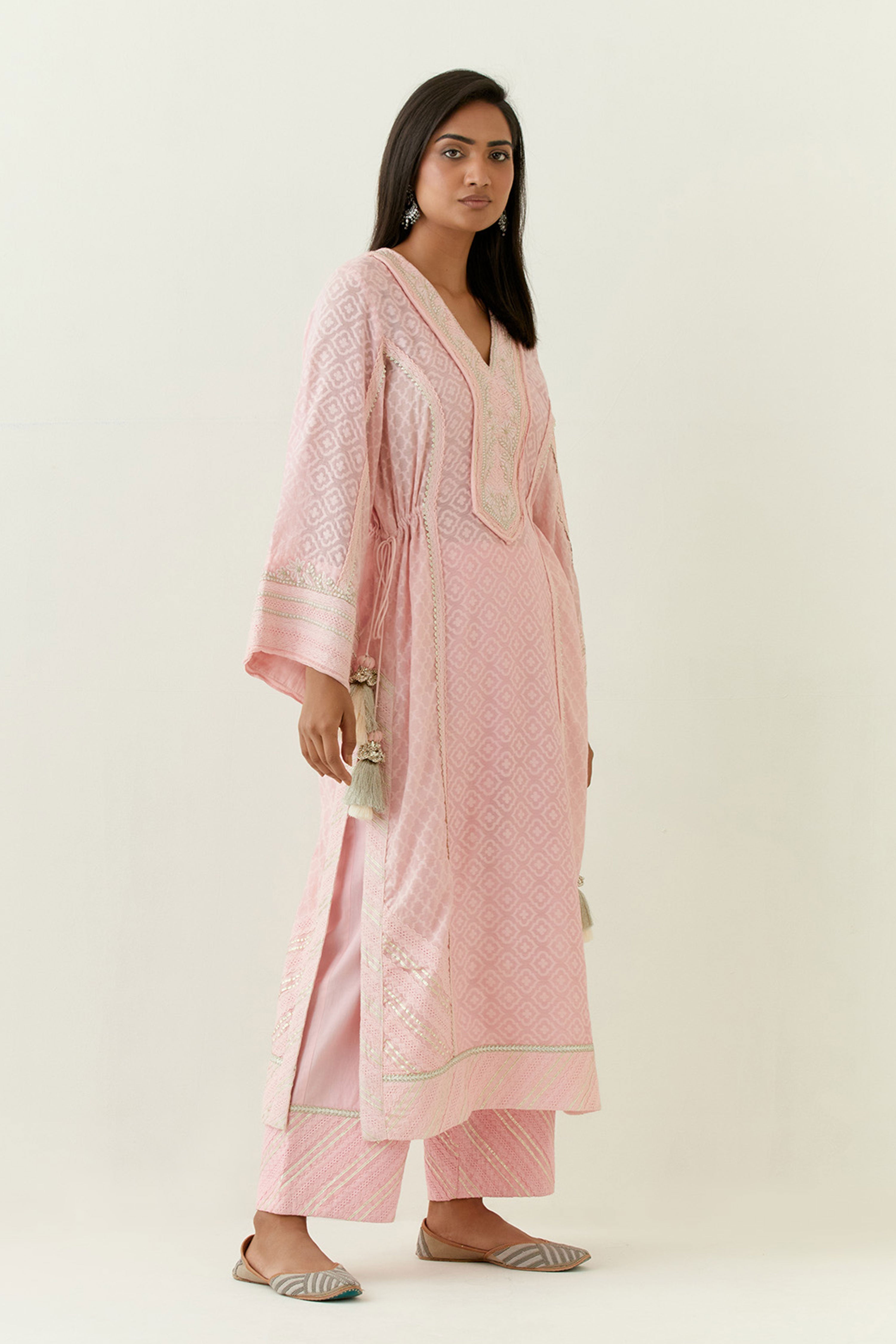 Jamdani Kaftan With Slip And Pants